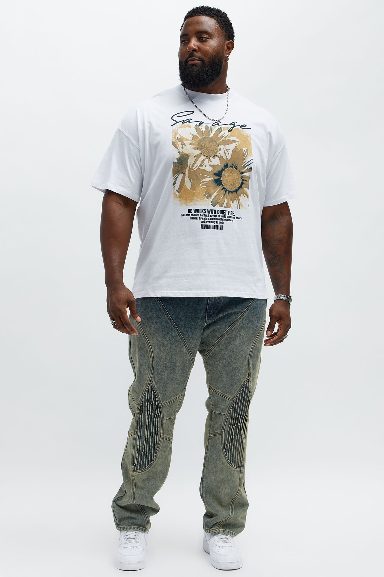 He Walks With Us Oversized Short Sleeve Tee - White