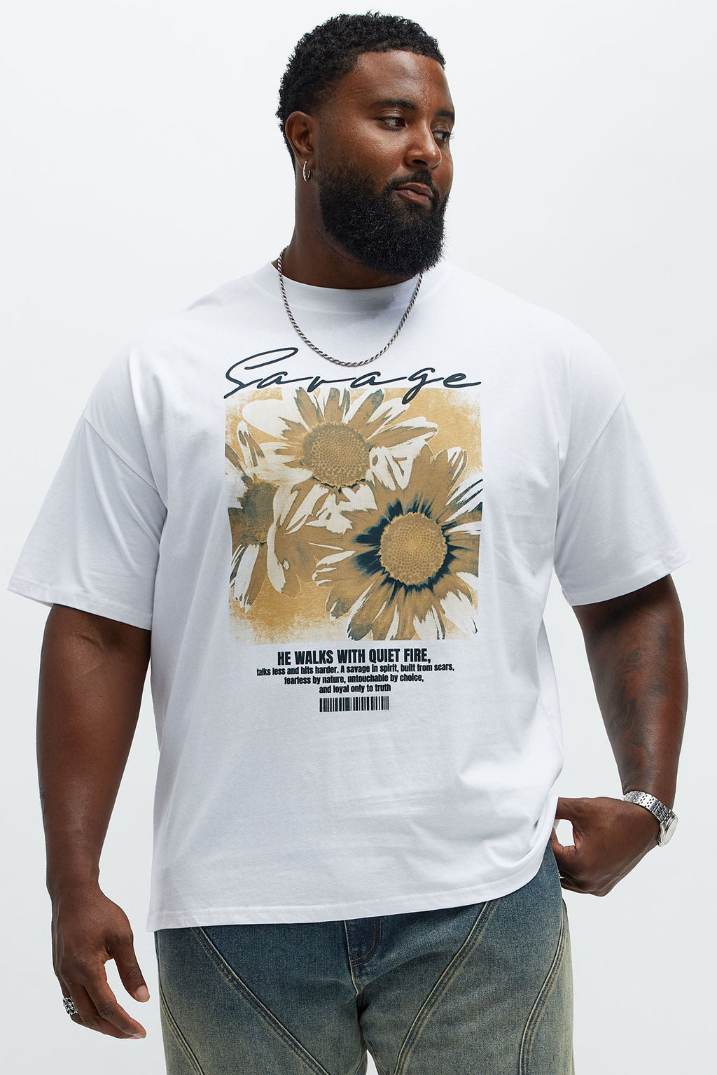 He Walks With Us Oversized Short Sleeve Tee - White