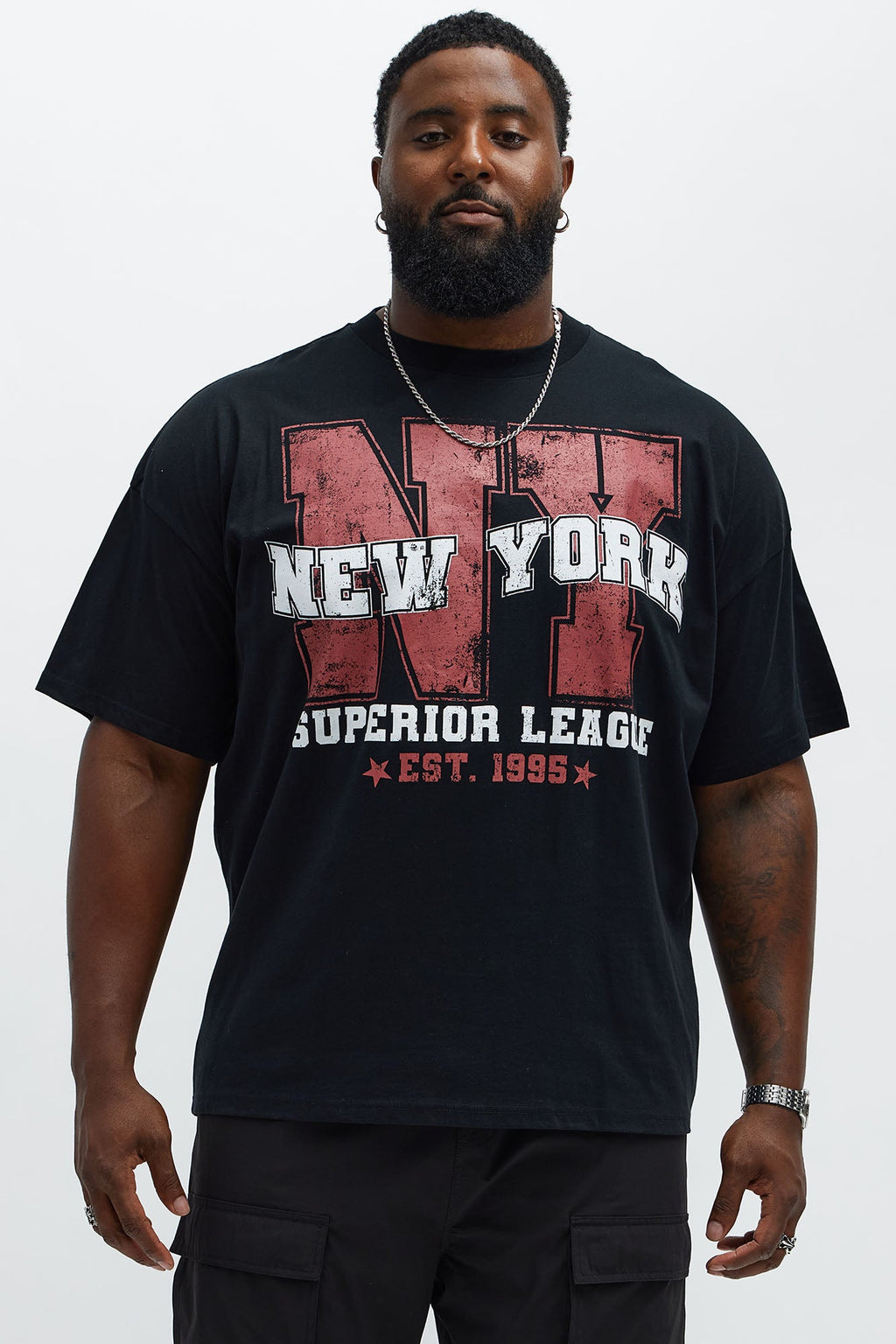 NYC Superior League Est 1995 Oversized Short Sleeve Tee - Black