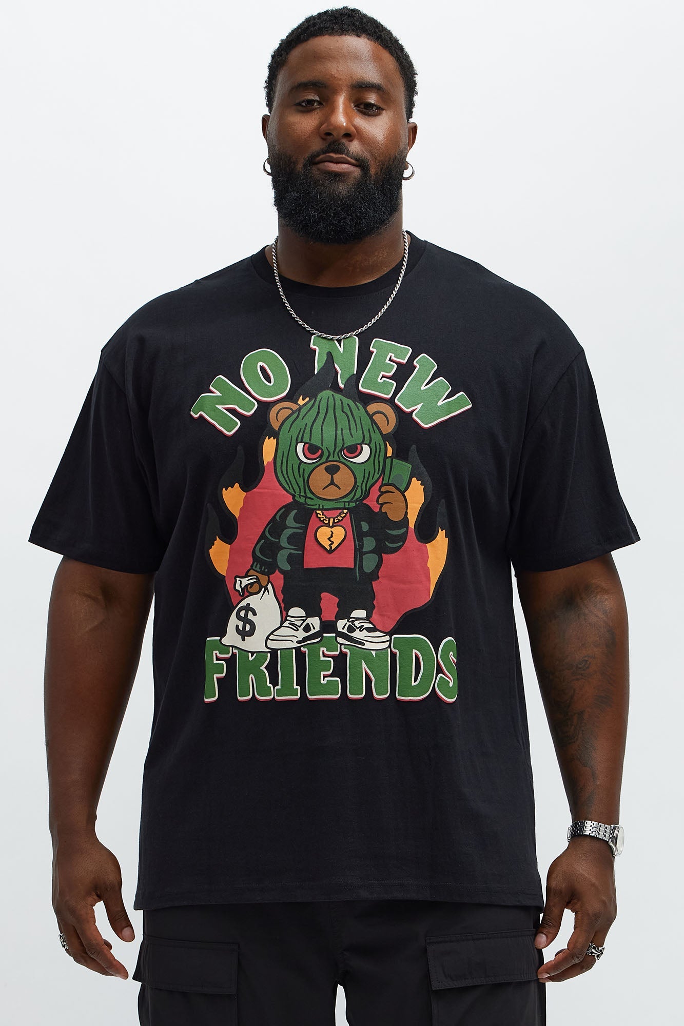 No New Friends Just New Money Short Sleeve Tee - Black