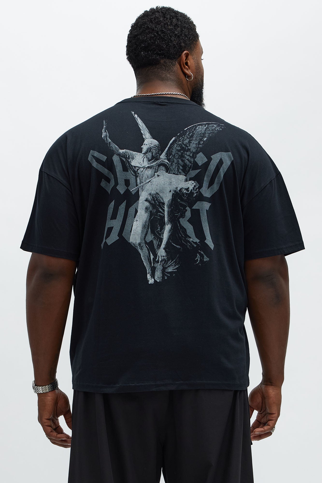 Sacred Heart Oversized Short Sleeve Tee - Black