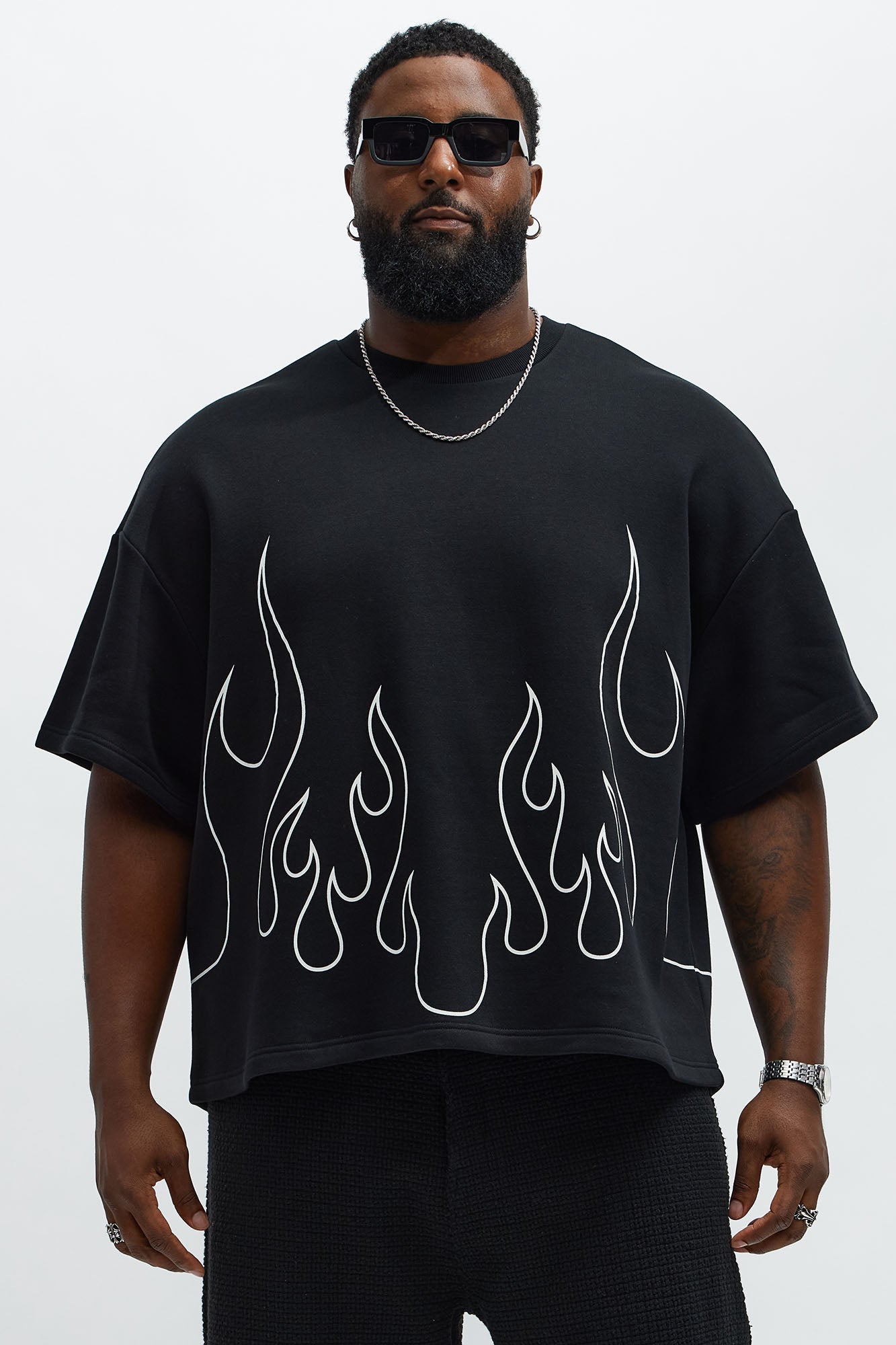 Tyson Oversized Chase Flame Short Sleeve Tee - Black/combo