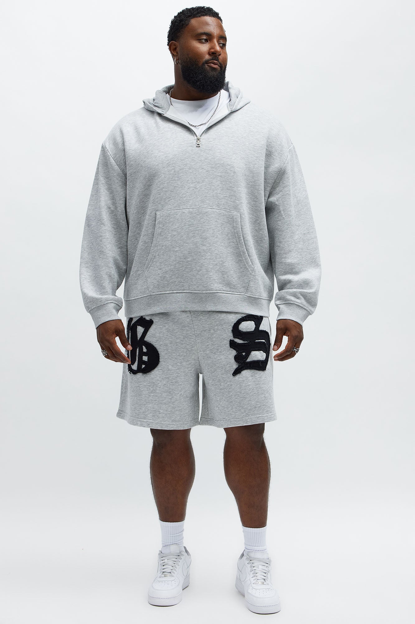 Tyson Relaxed Hit Up Applique Shorts - Heather Grey