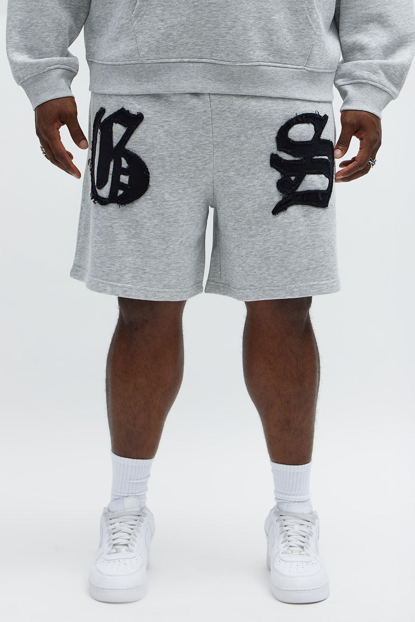 Tyson Relaxed Hit Up Applique Shorts - Heather Grey