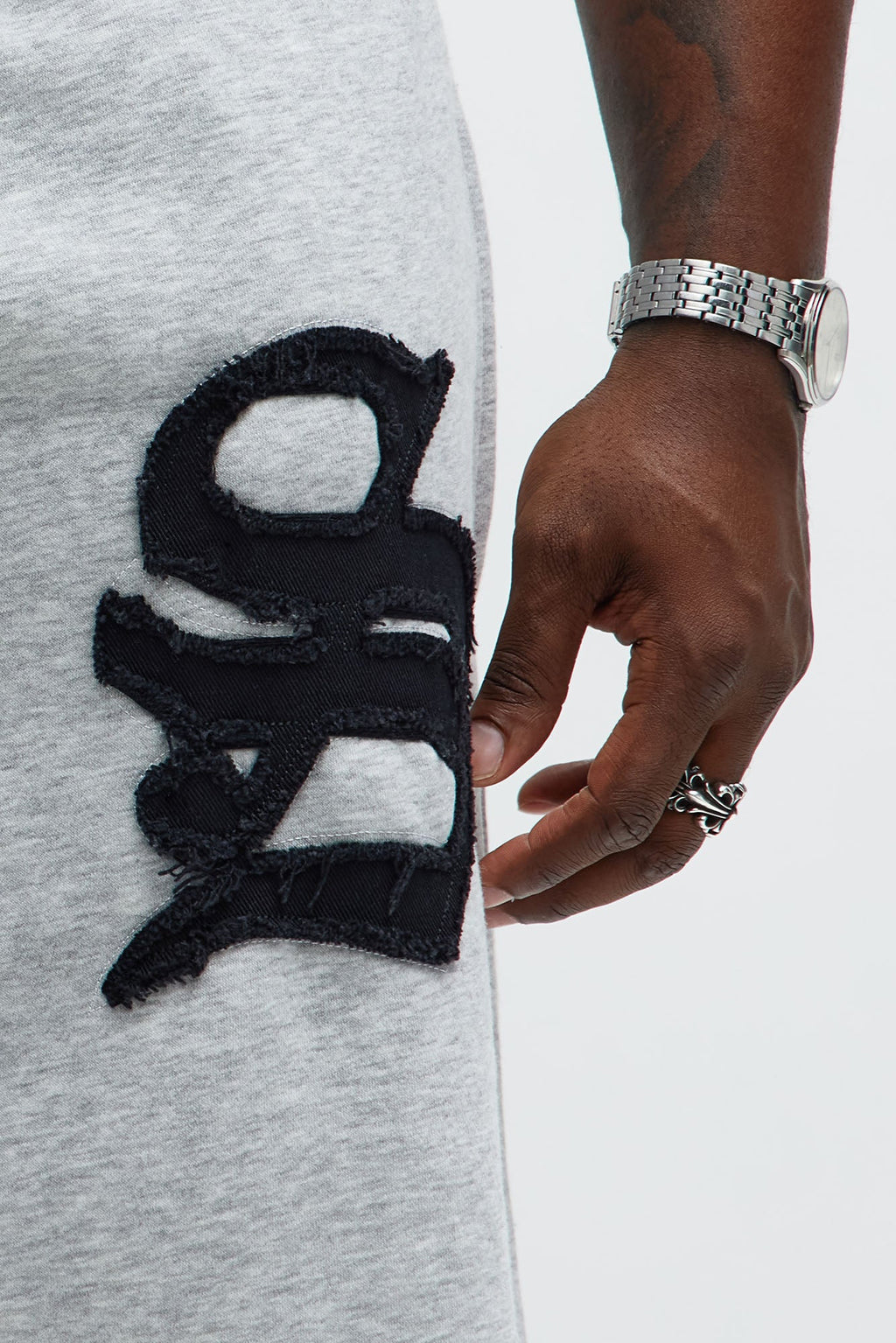 Tyson Relaxed Hit Up Applique Shorts - Heather Grey