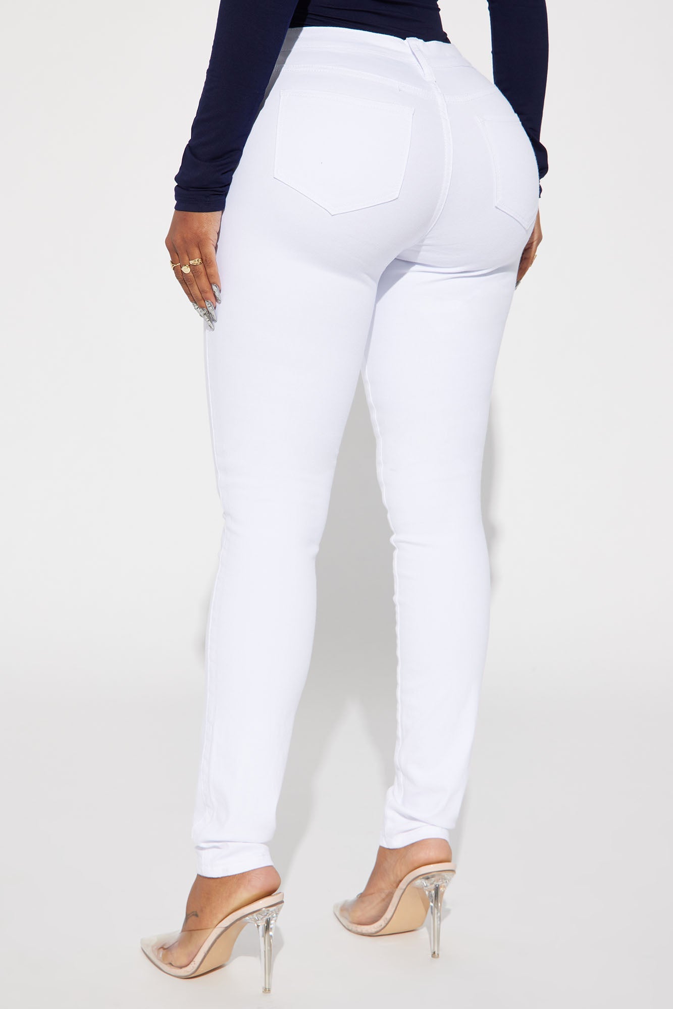 Classic Mid Rise Skinny Jeans - White