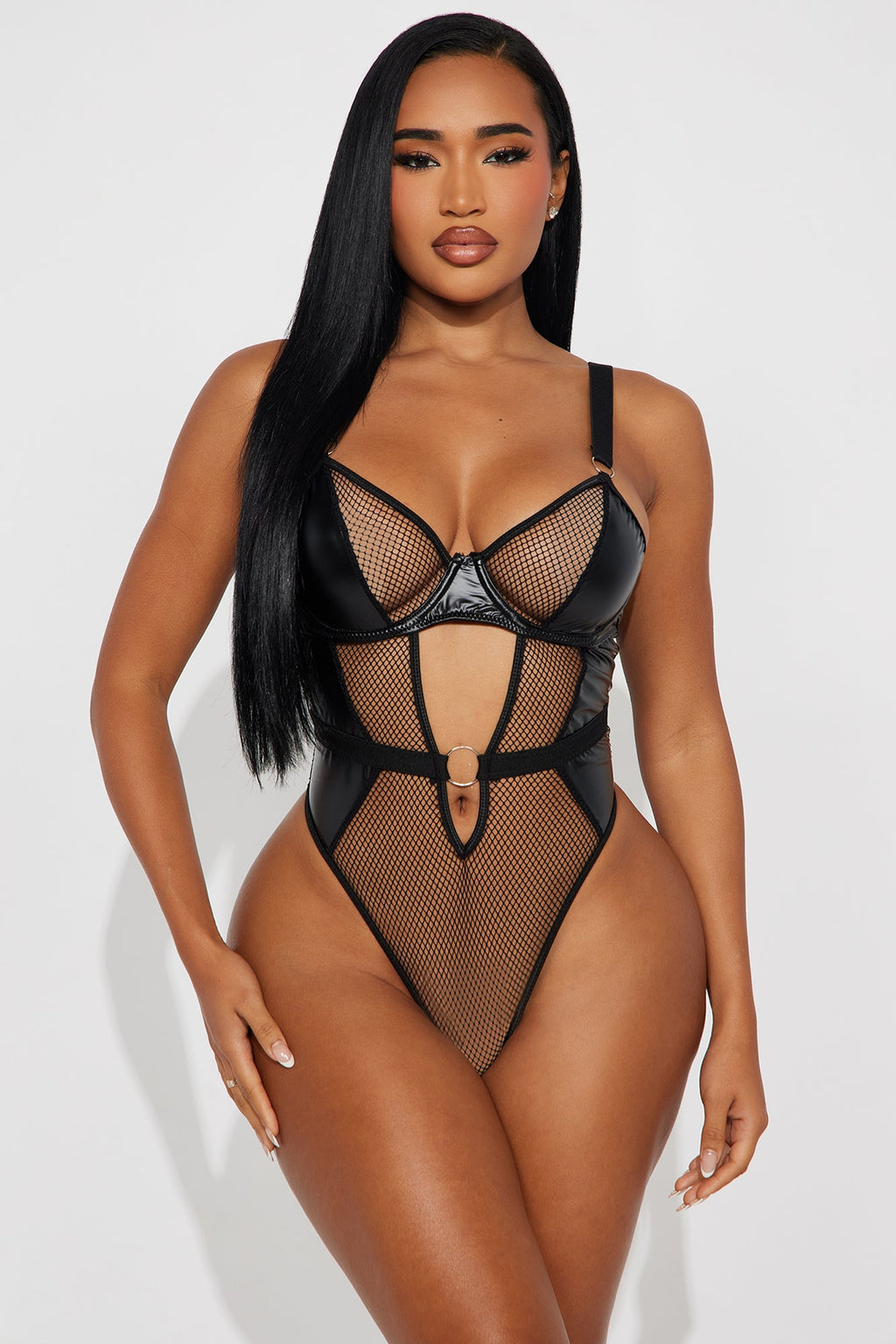 Always Right Vinyl Mesh Teddy - Black