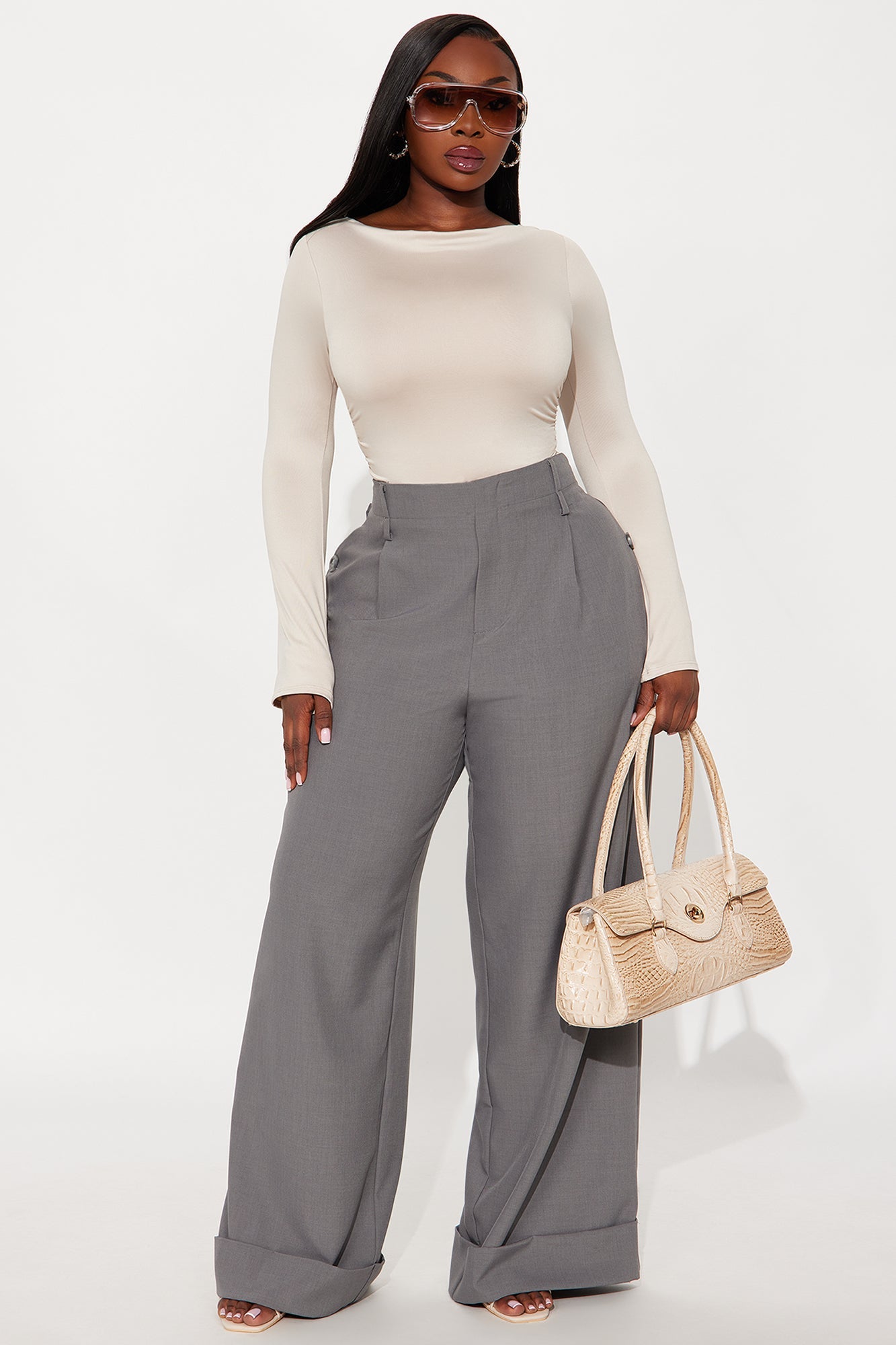 Edna Cowled Back Boat Neck Bodysuit - Stone
