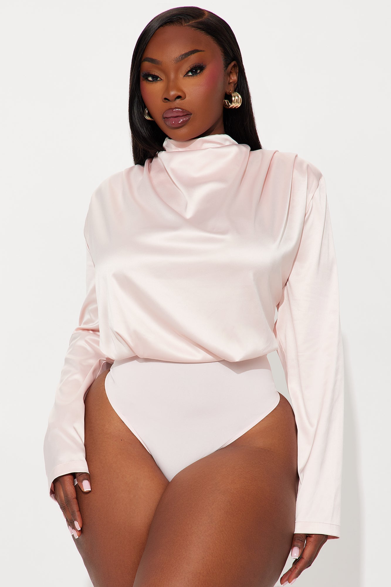 Alessandra Satin Bodysuit - Blush
