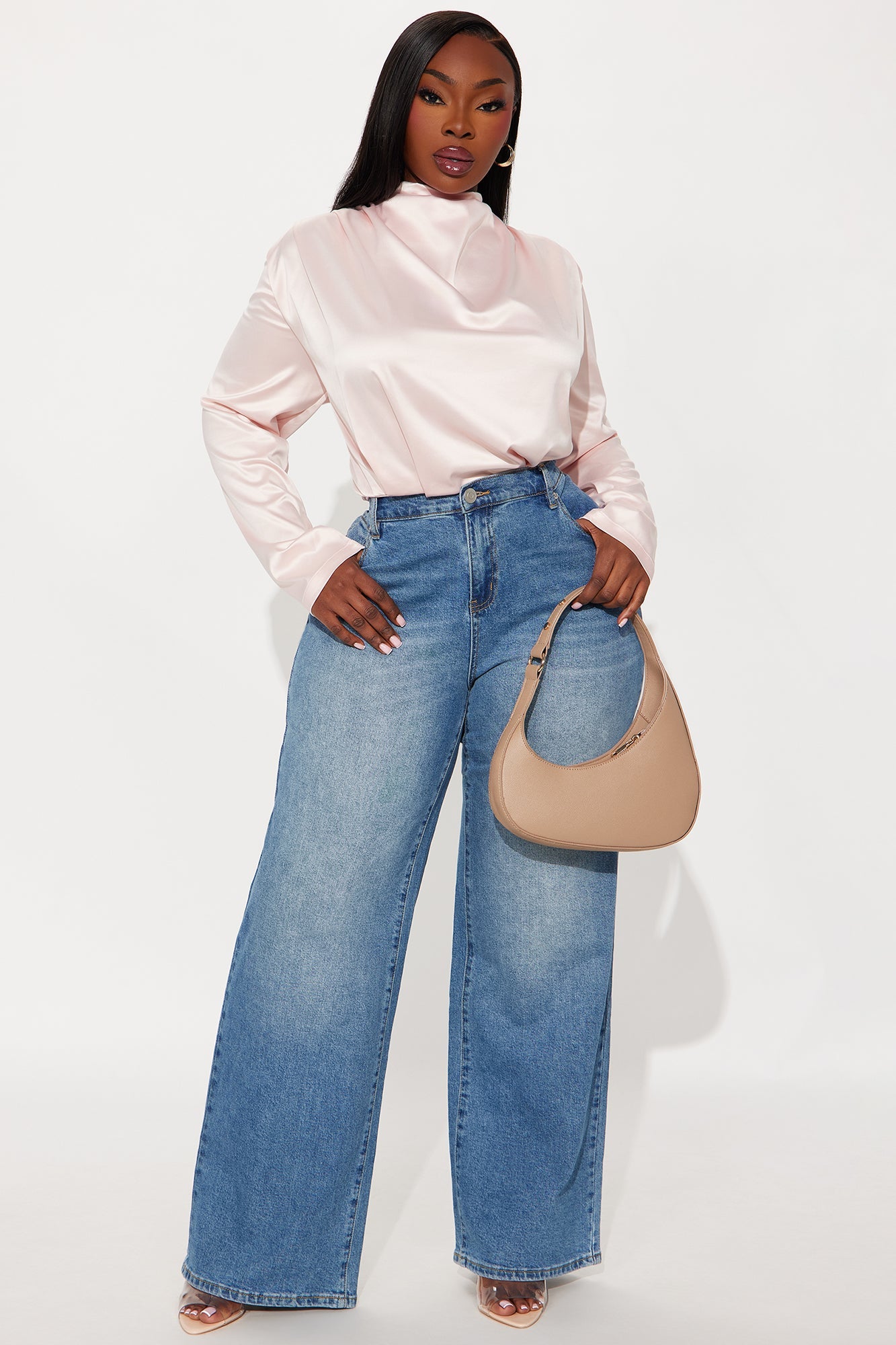 Alessandra Satin Bodysuit - Blush