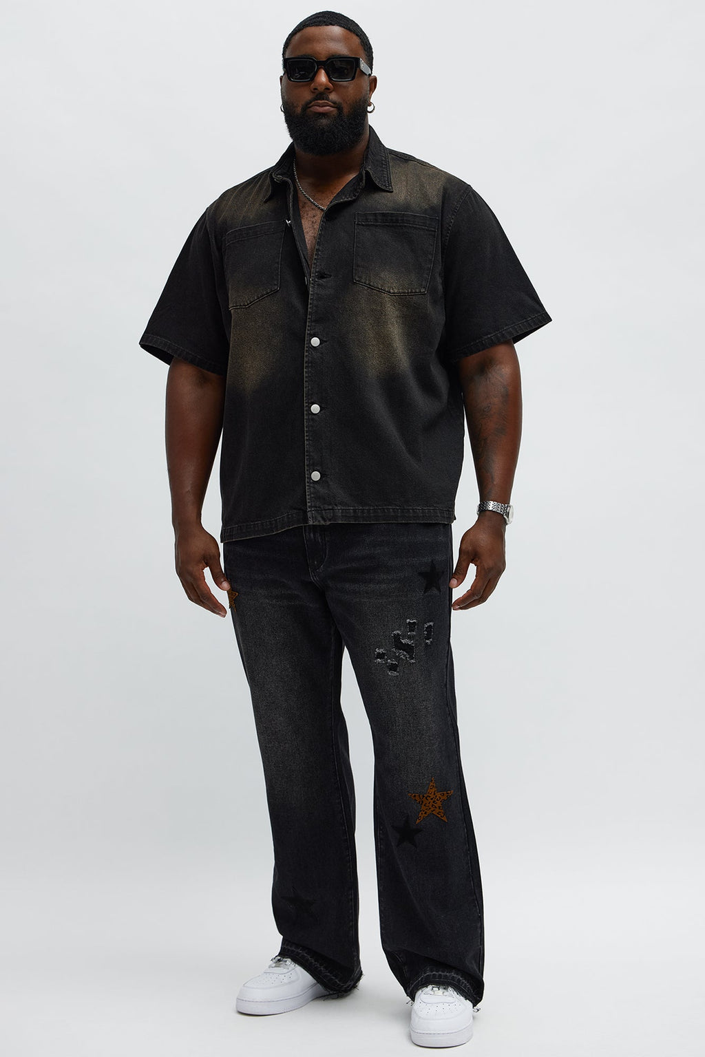 Stacked Slim Flare I'm More Than Stars Jeans - Black Wash