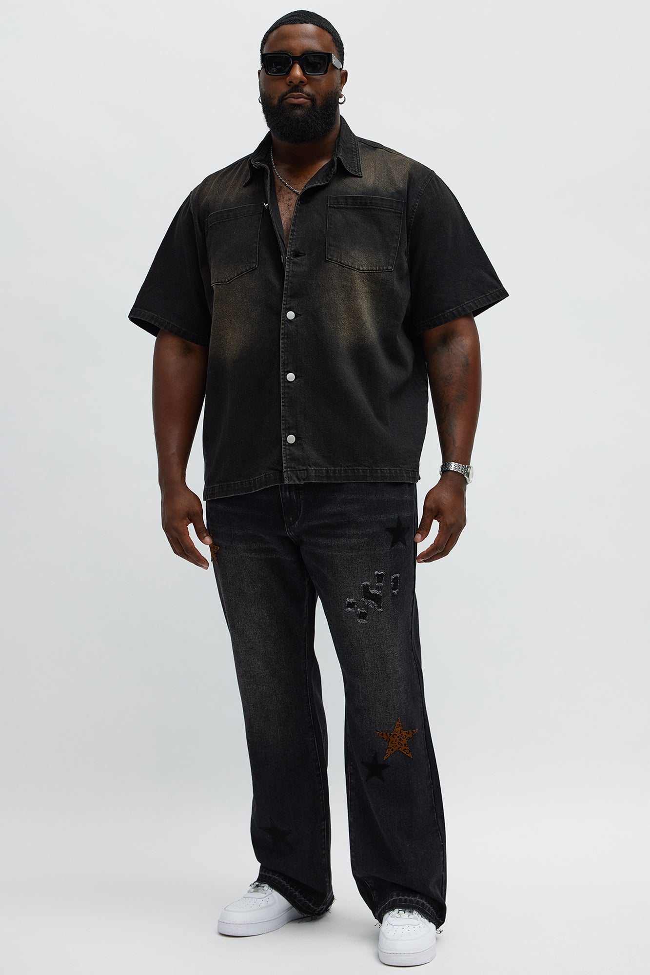 Stacked Slim Flare I'm More Than Stars Jeans - Black Wash