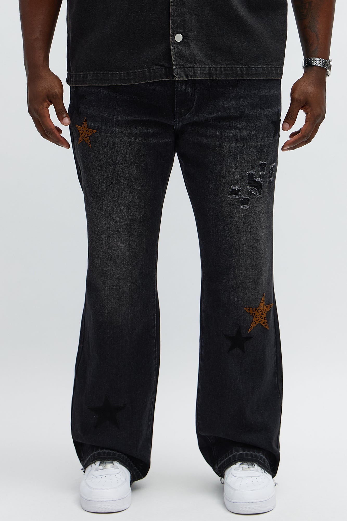 Stacked Slim Flare I'm More Than Stars Jeans - Black Wash
