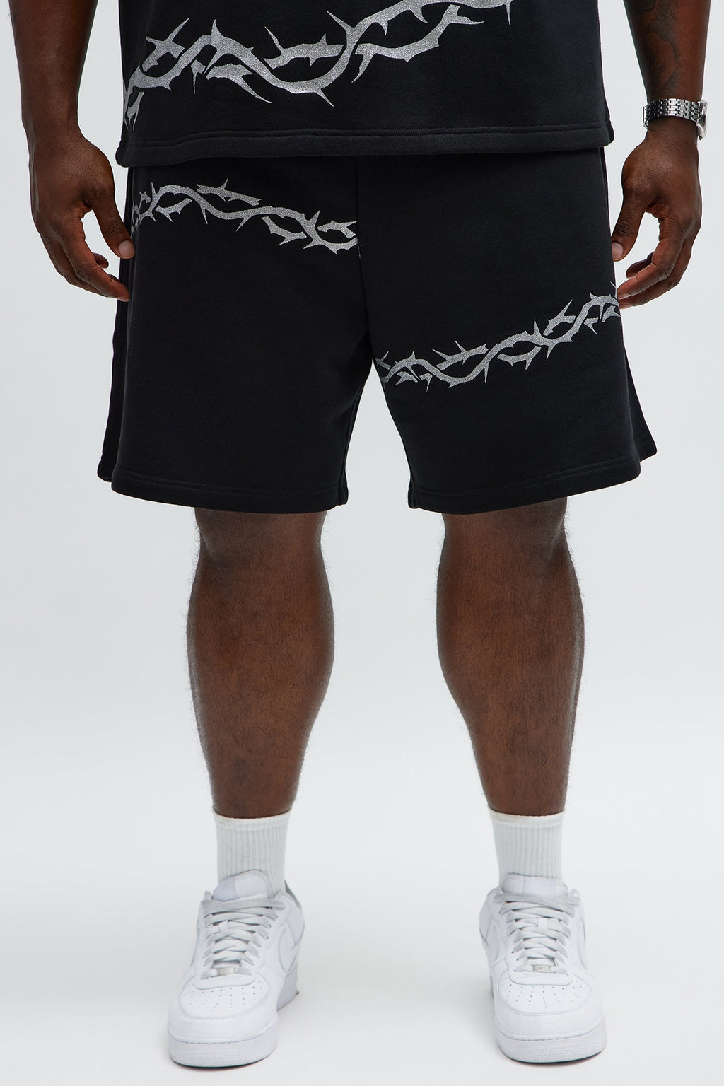 Tyson Relaxed Barbed Wire Shorts - Black