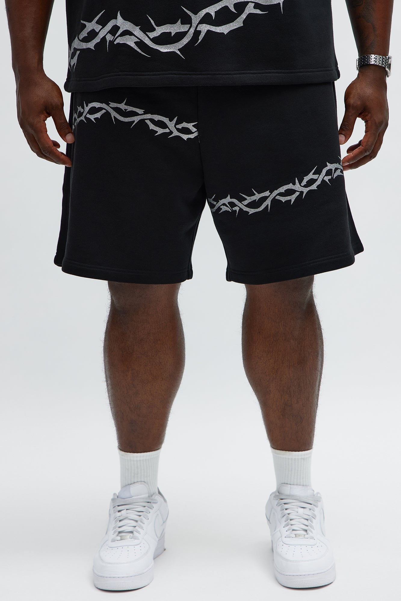 Tyson Relaxed Barbed Wire Shorts - Black