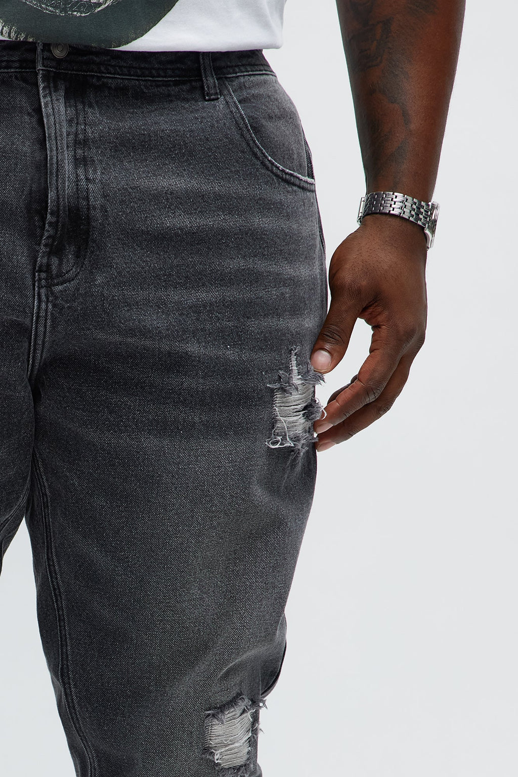 Stacked Slim Flare Looking Through Me Ripped Jeans - Black Wash