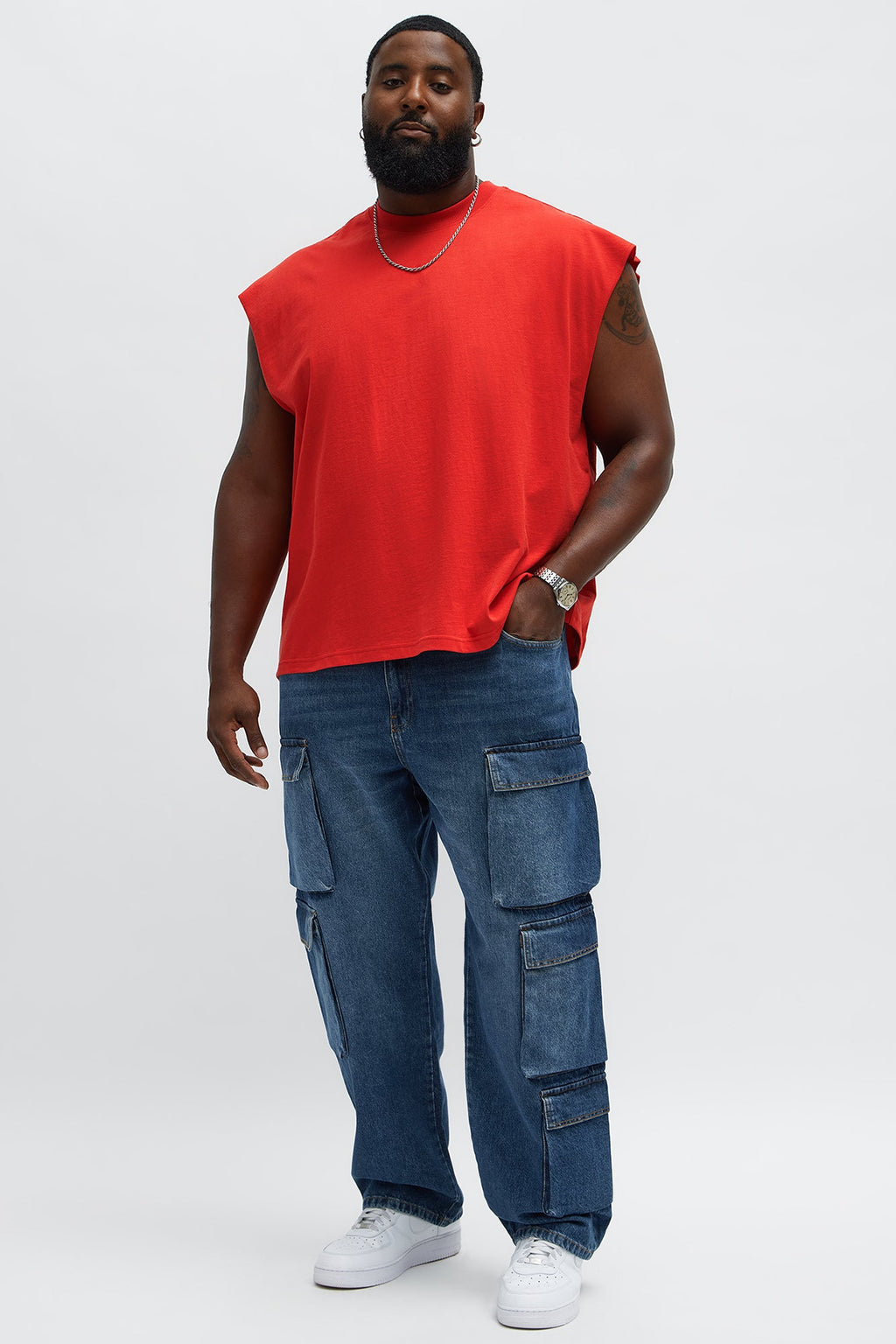 Straight Roo Cargo Jeans - Dark Wash