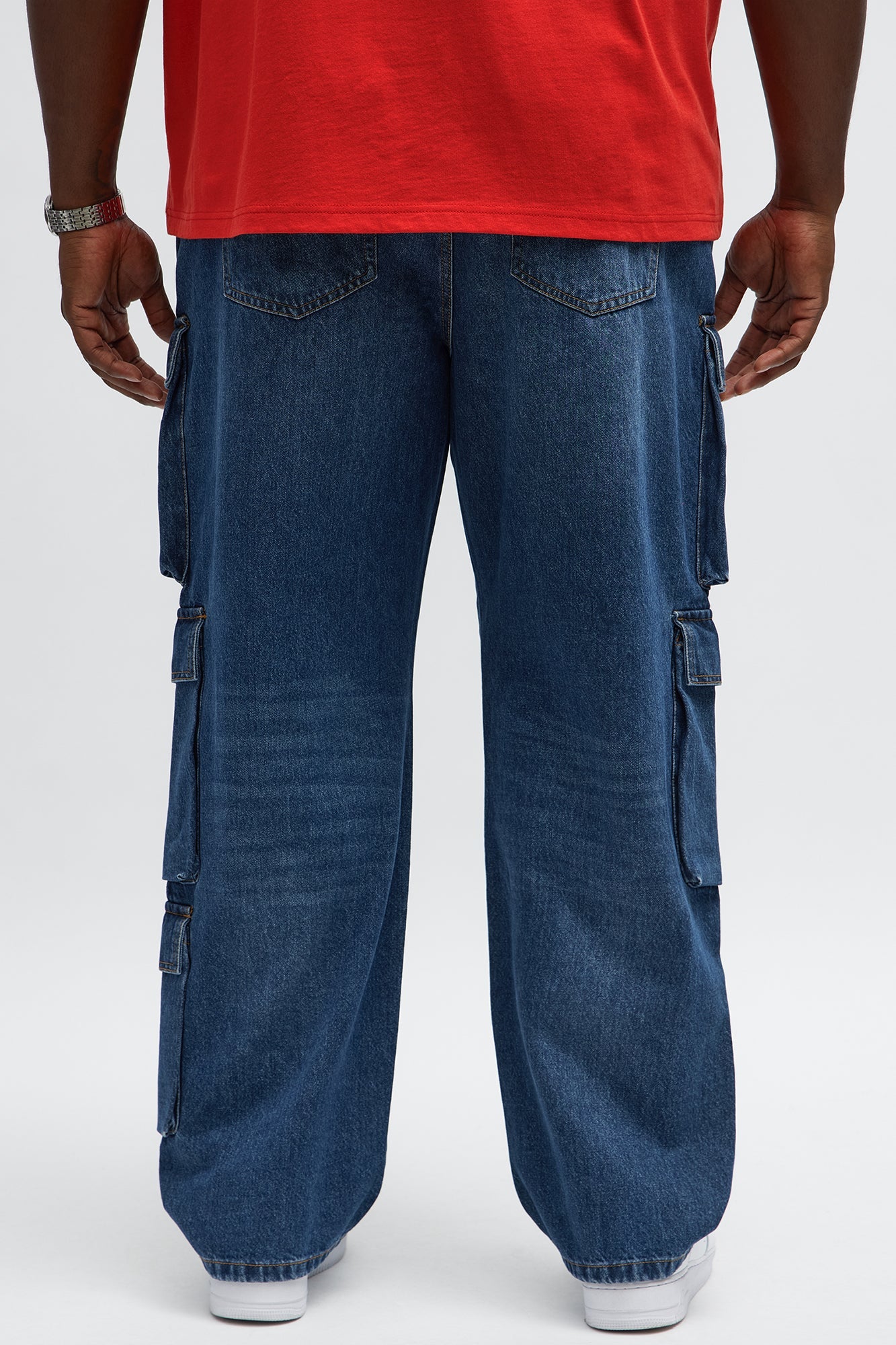 Straight Roo Cargo Jeans - Dark Wash