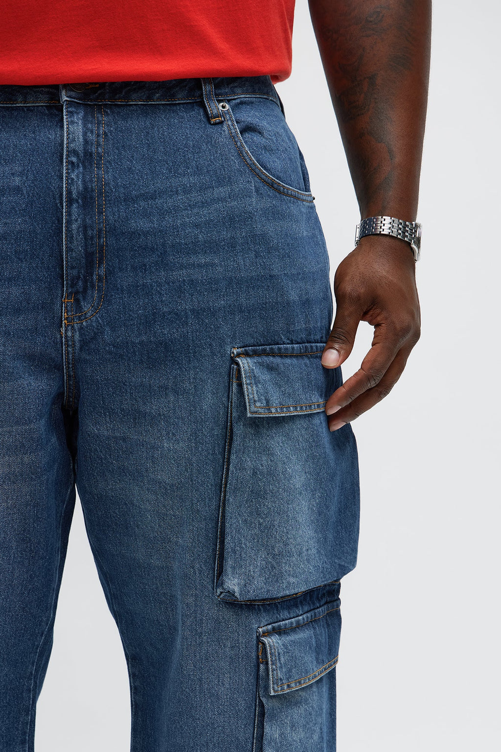 Straight Roo Cargo Jeans - Dark Wash