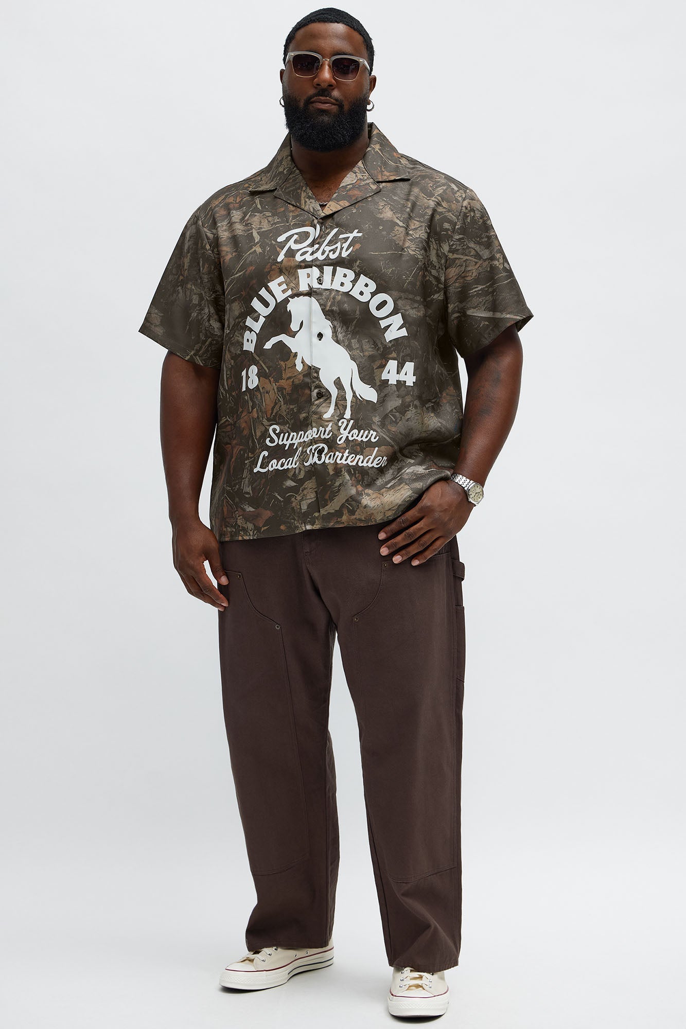 Pabst Blue Ribbon Button Up Shirt - Camouflage