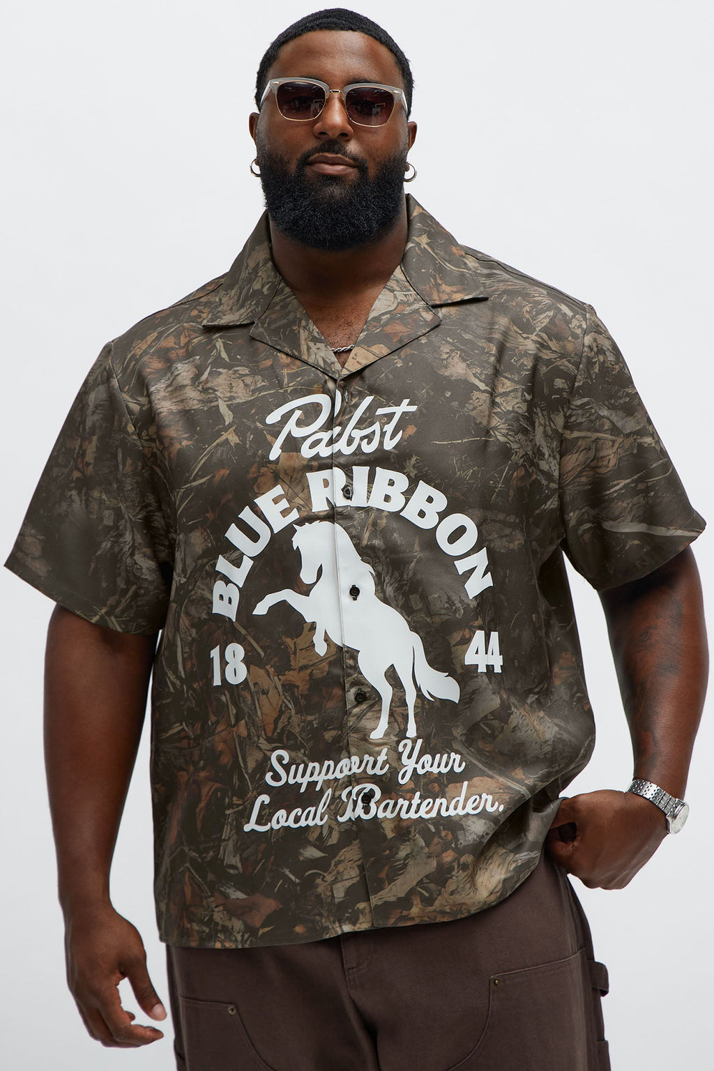 Pabst Blue Ribbon Button Up Shirt - Camouflage