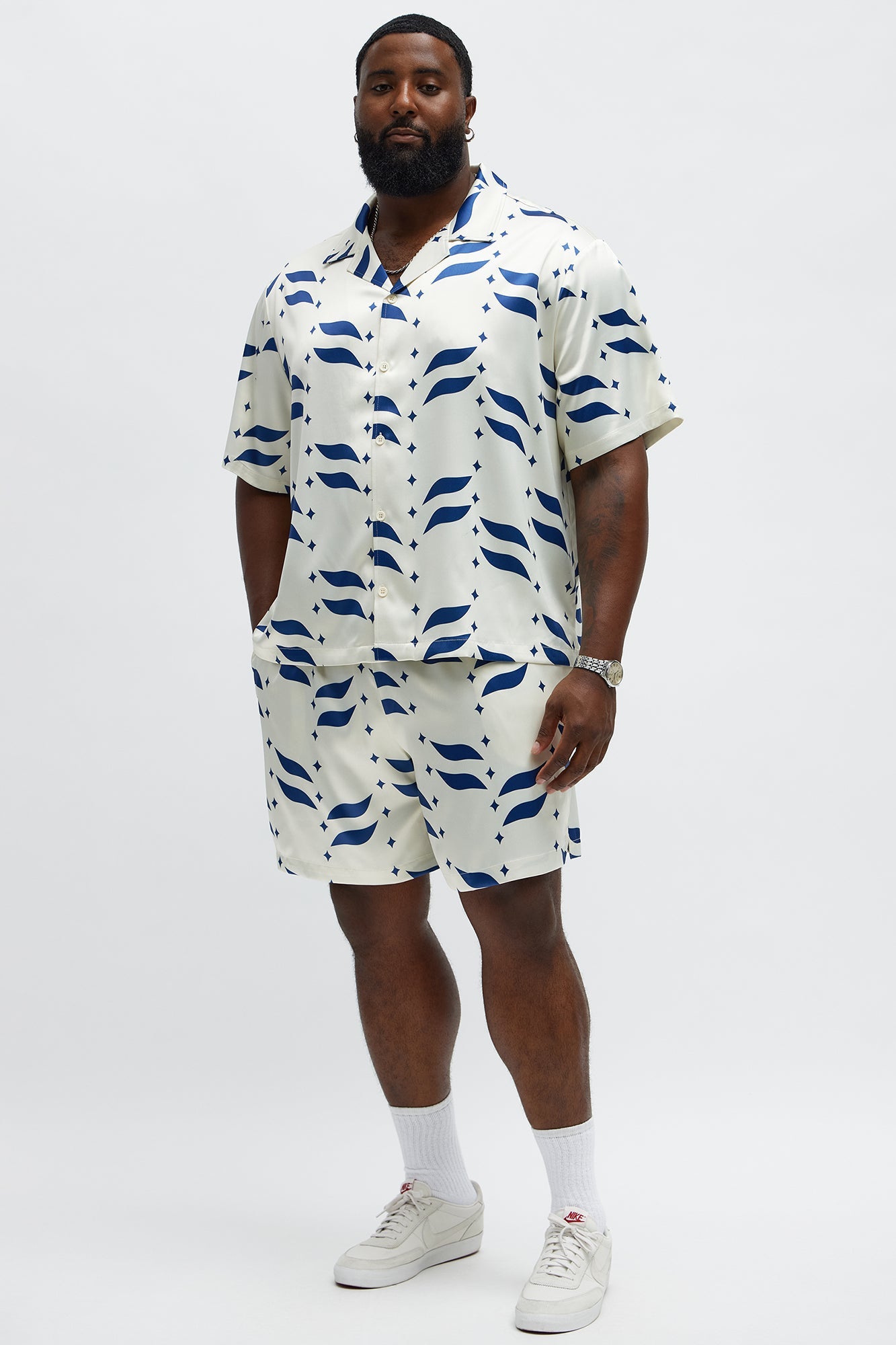 Relaxed Star Panel Short - Cream/combo