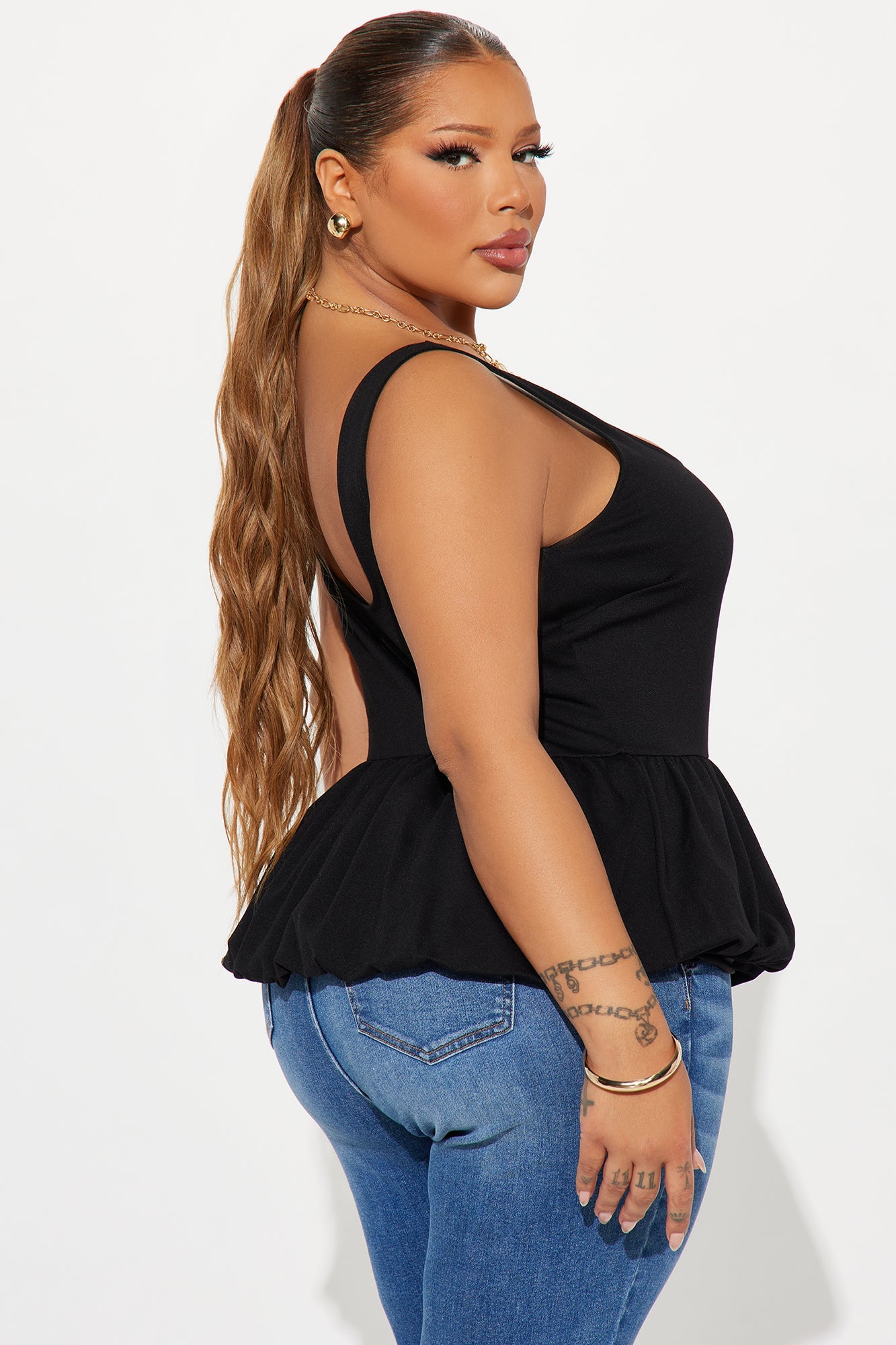 Summer Romance Bubble Hem Top - Black
