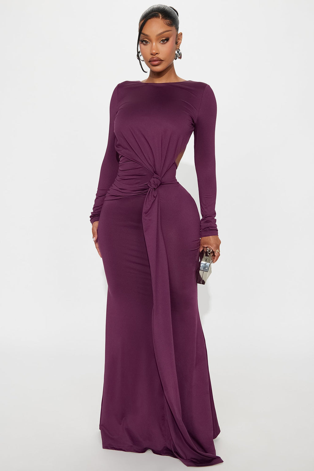 Diana Backless Draped Maxi Dress - Plum