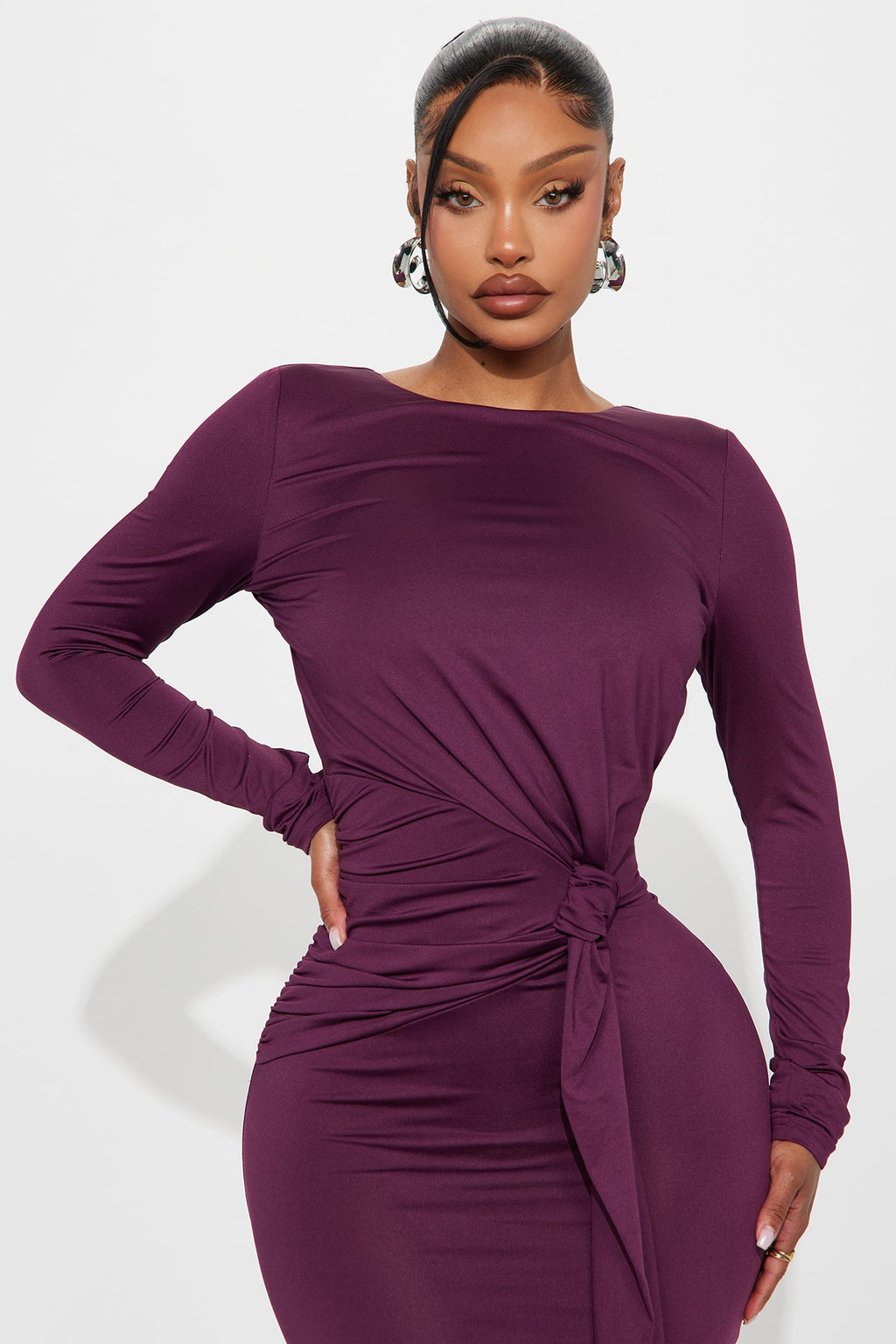 Diana Backless Draped Maxi Dress - Plum