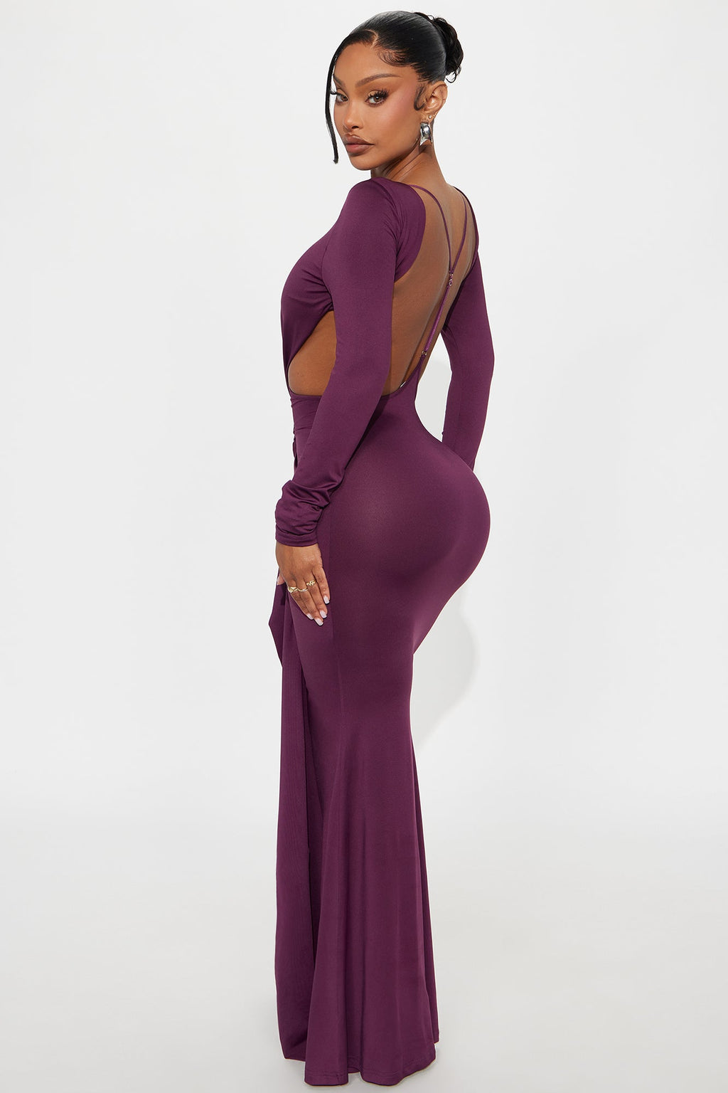 Diana Backless Draped Maxi Dress - Plum