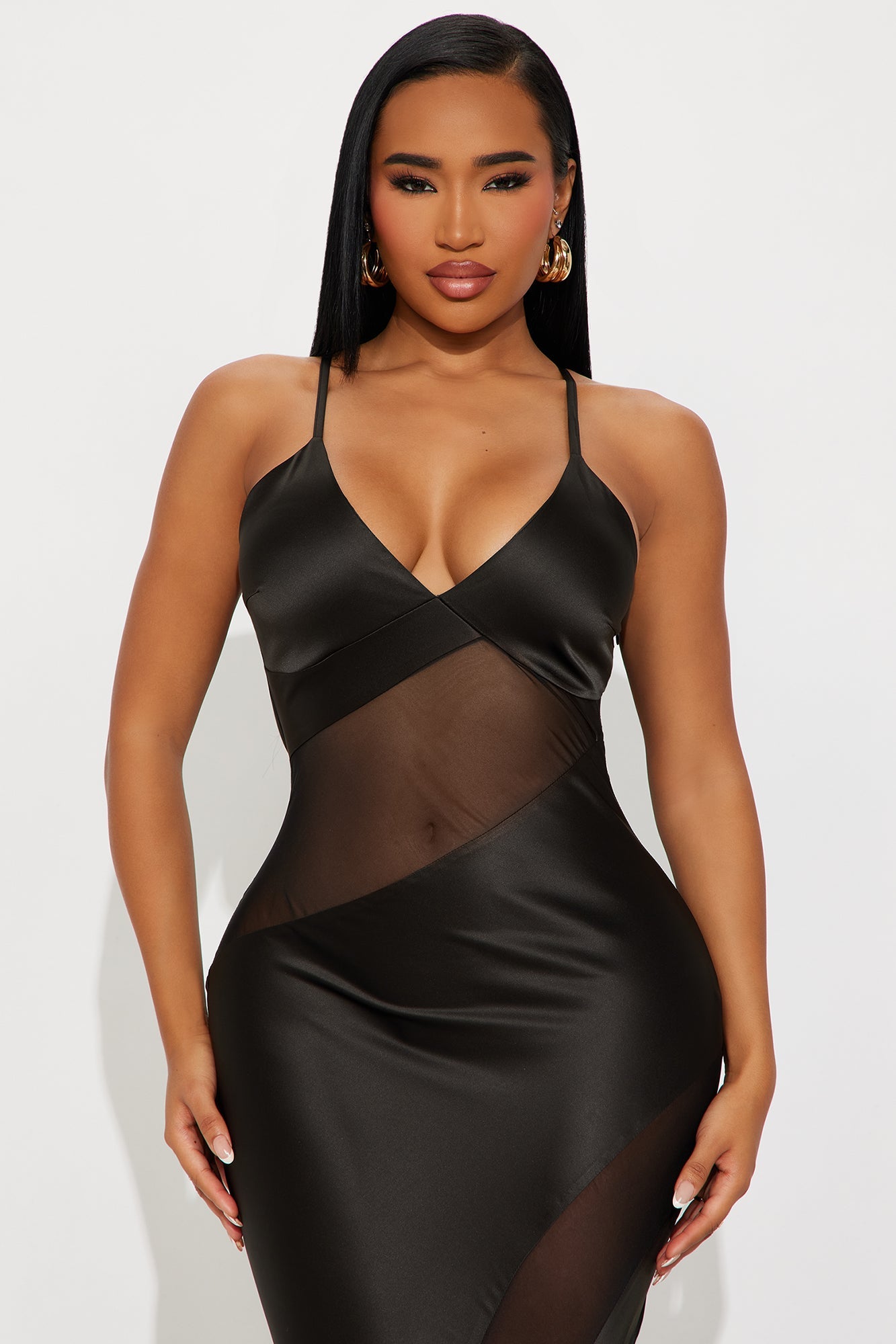 Satin Secrets Maxi Dress - Black