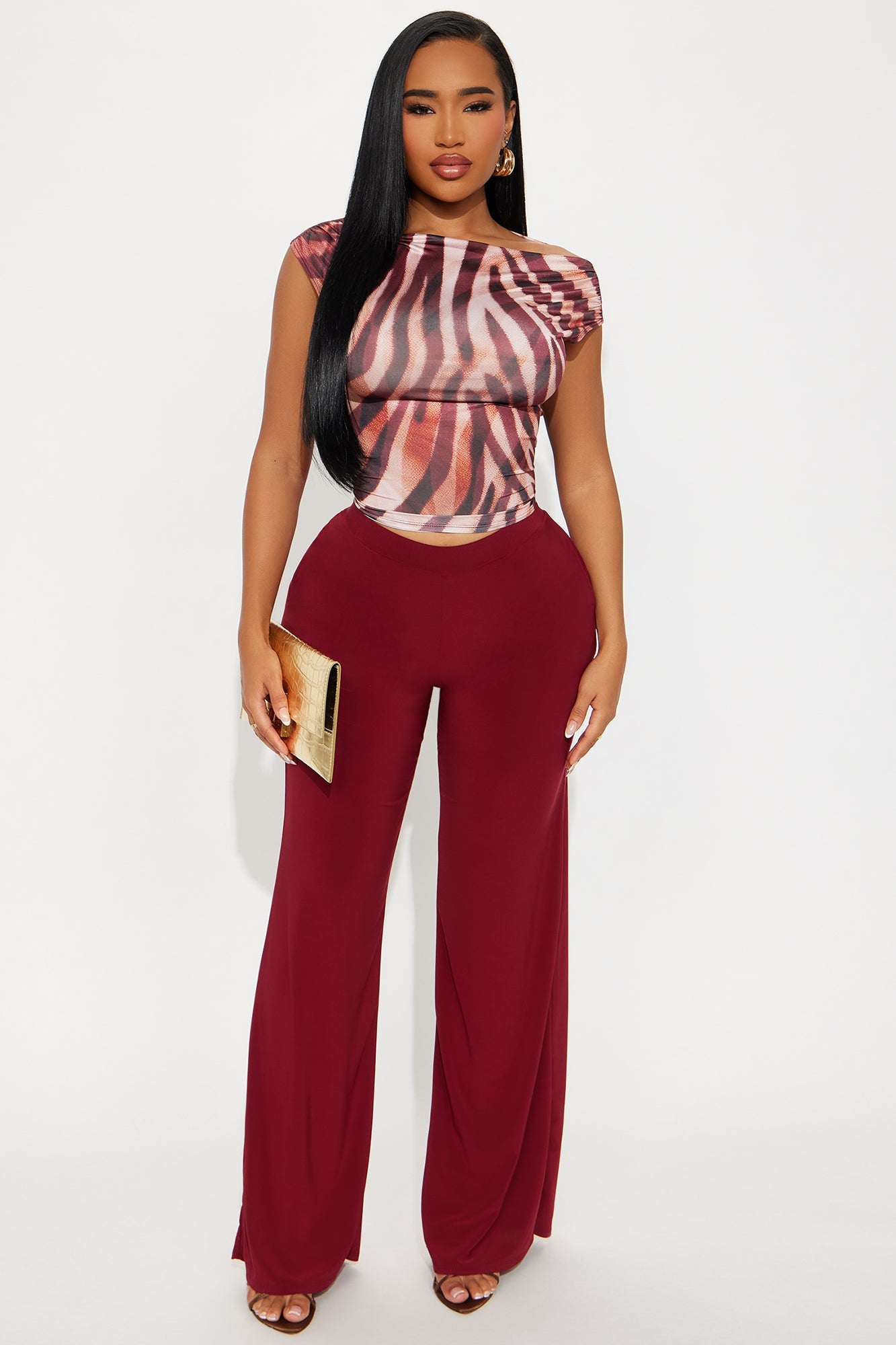 Promise Me Low Rise Wide Leg Travel Pant 33 - Raspberry