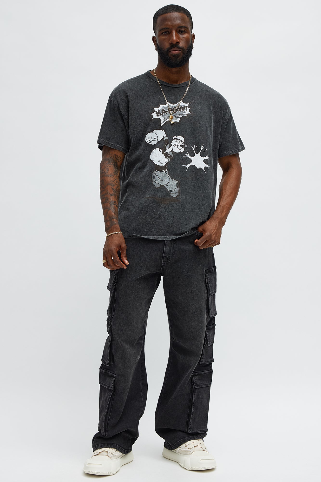 Popeye The Knock-Out Man Short Sleeve Tee - Black Wash