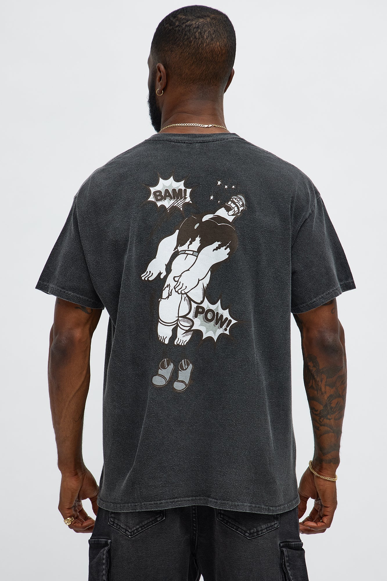 Popeye The Knock-Out Man Short Sleeve Tee - Black Wash