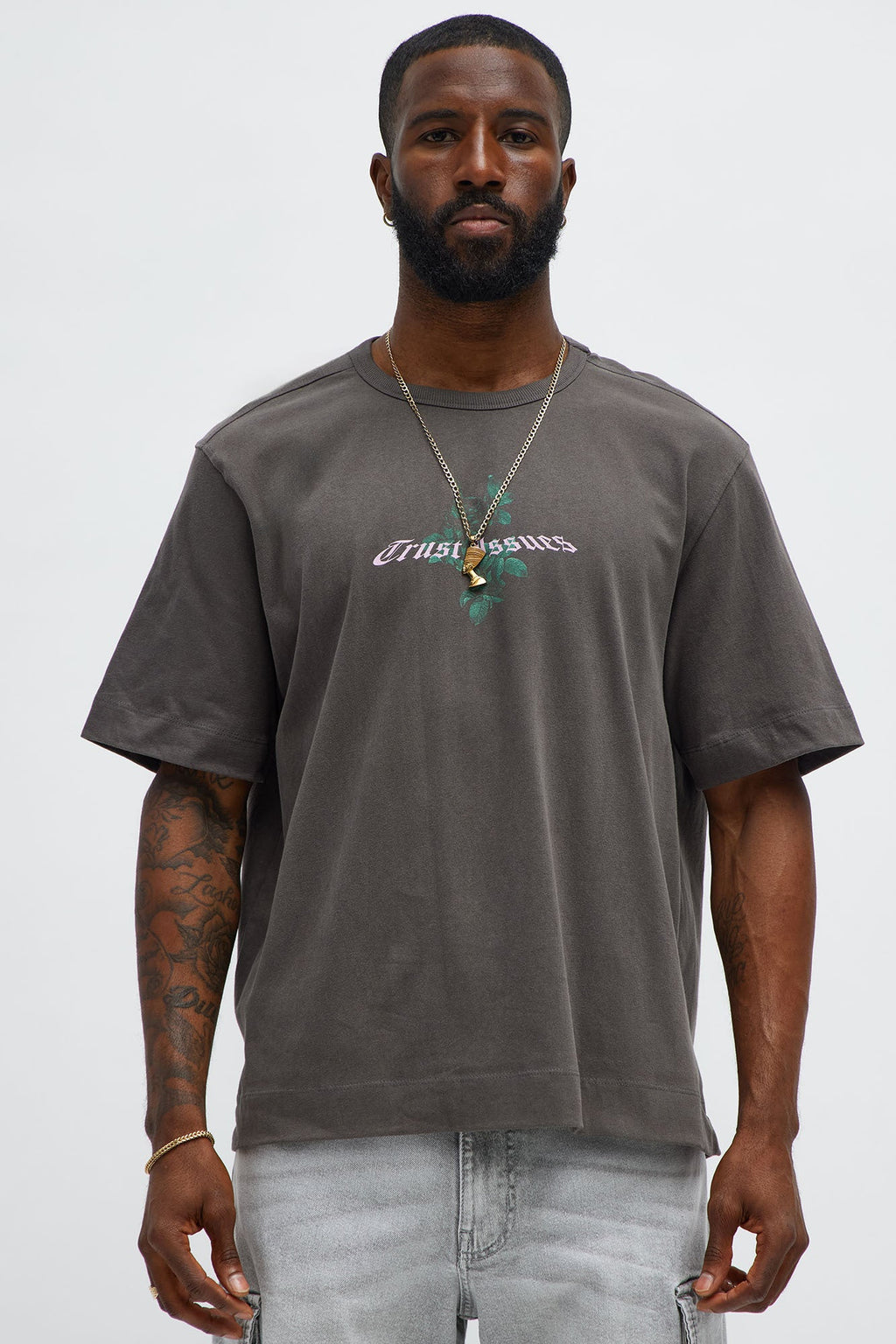 Trust Issues Oversized Short Sleeve Tee - Dark Grey