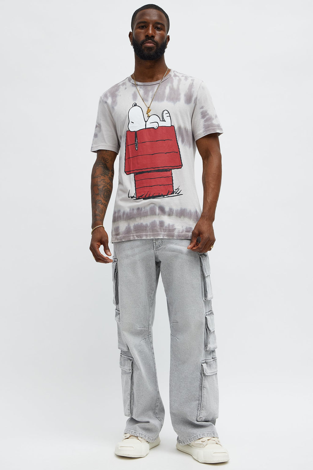 Snoopy Dog House Tie Dye Short Sleeve Tee - White