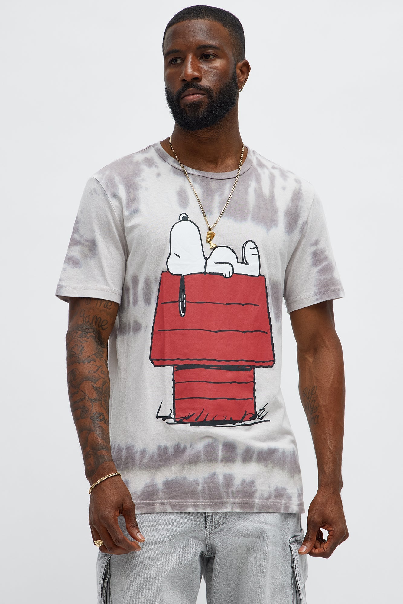 Snoopy Dog House Tie Dye Short Sleeve Tee - White