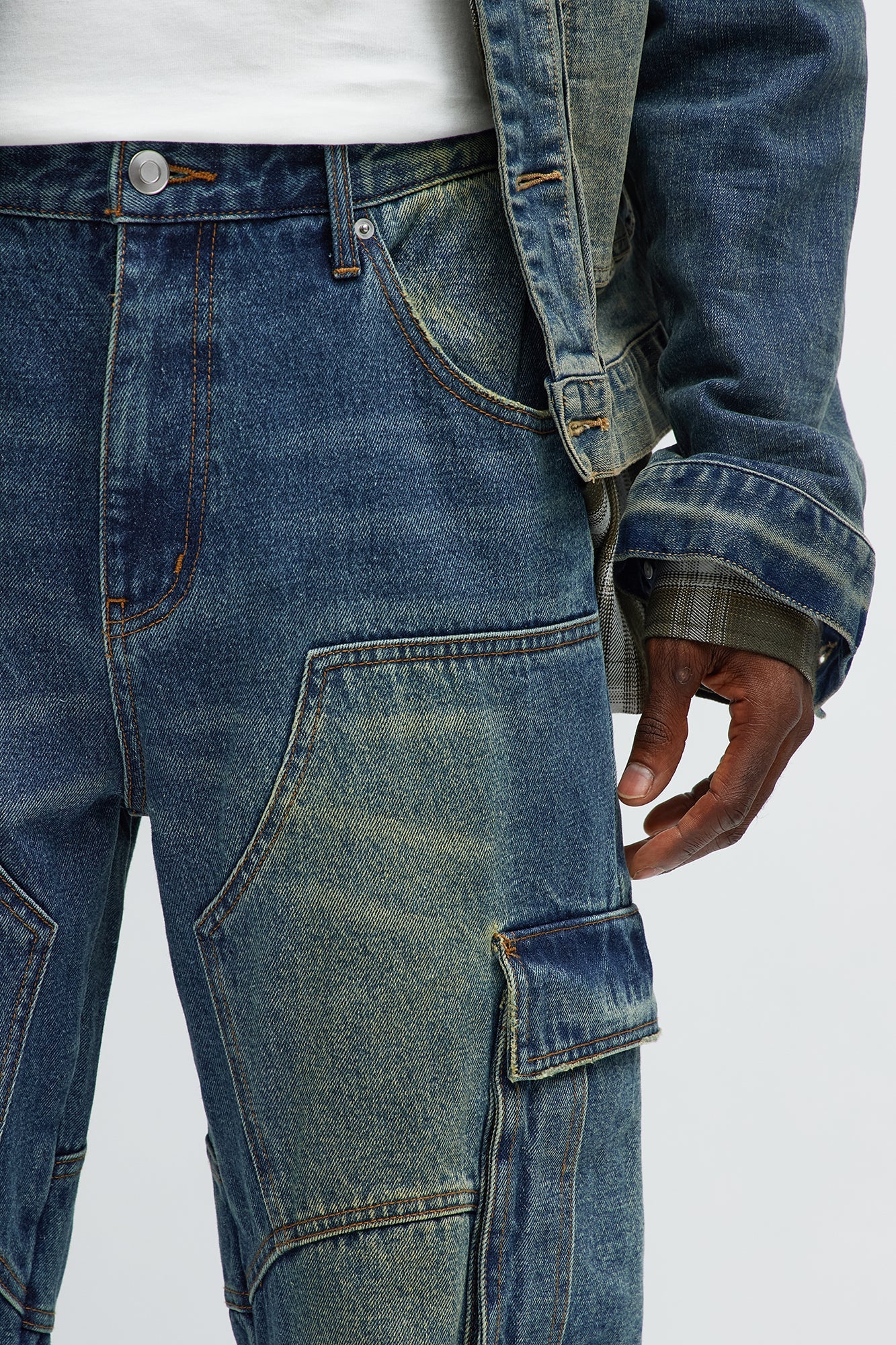 Baggy Got It On Me Carpenter Cargo Jeans - Vintage Blue Wash