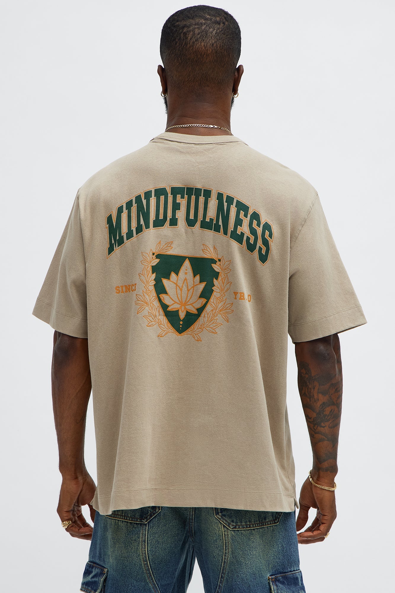 Mindfulness Oversized Short Sleeve Tee - Stone