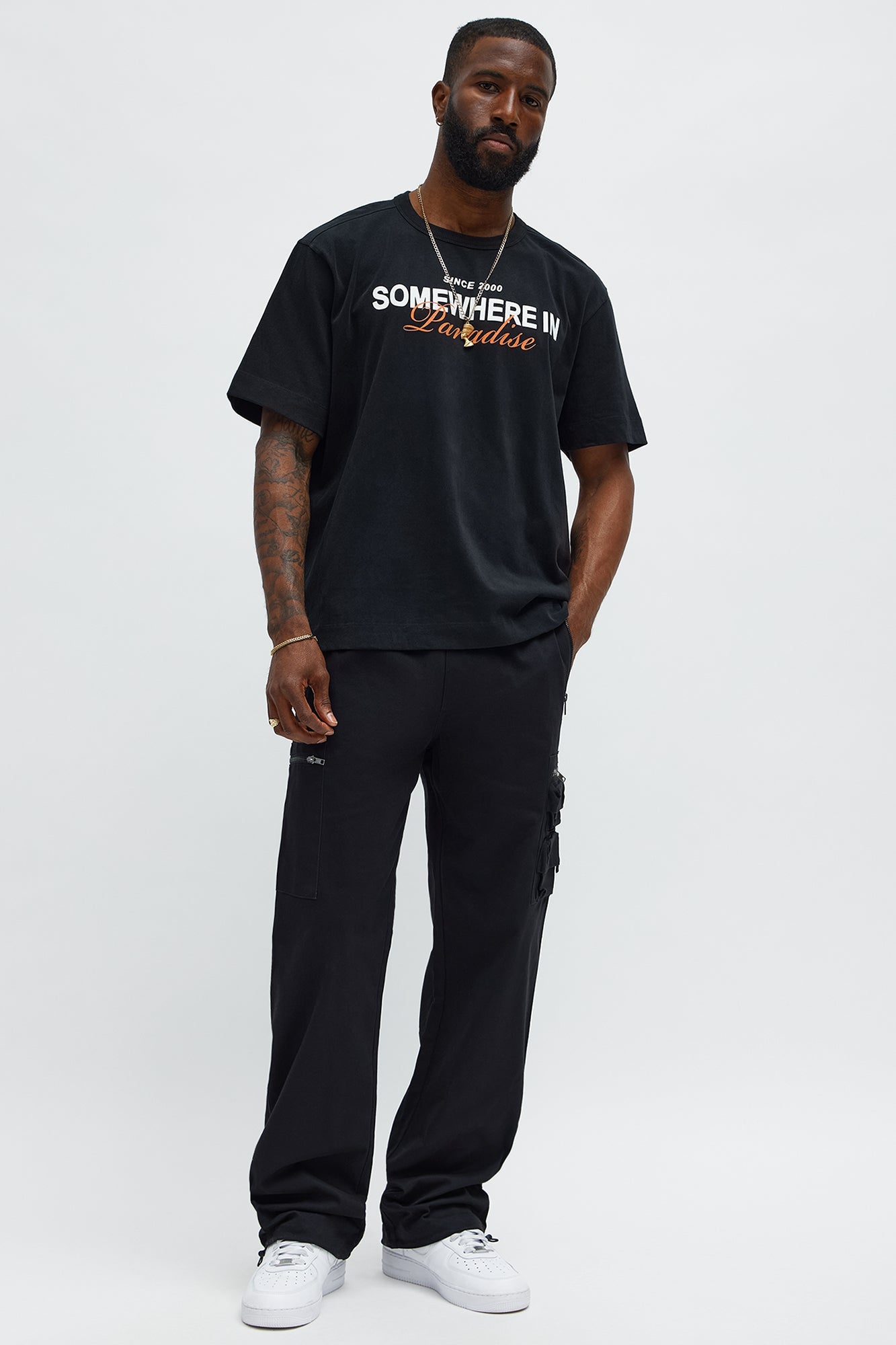 Somewhere In Paradise Oversized Short Sleeve Tee - Black Wash
