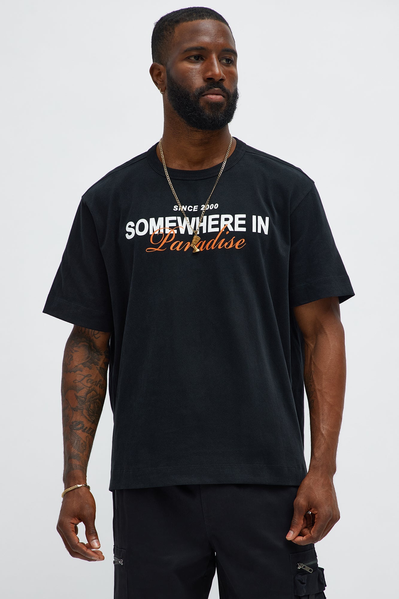 Somewhere In Paradise Oversized Short Sleeve Tee - Black Wash