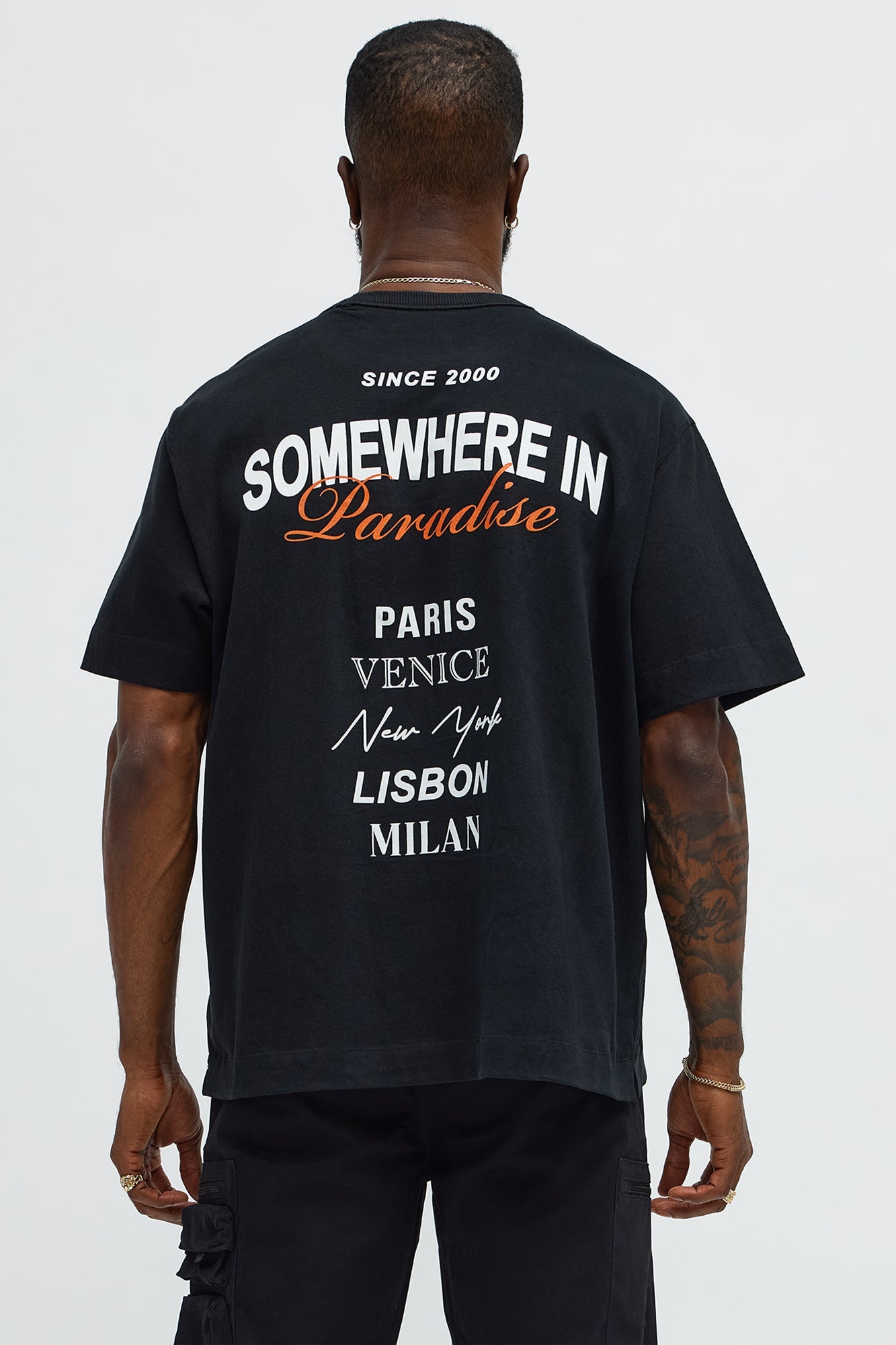 Somewhere In Paradise Oversized Short Sleeve Tee - Black Wash