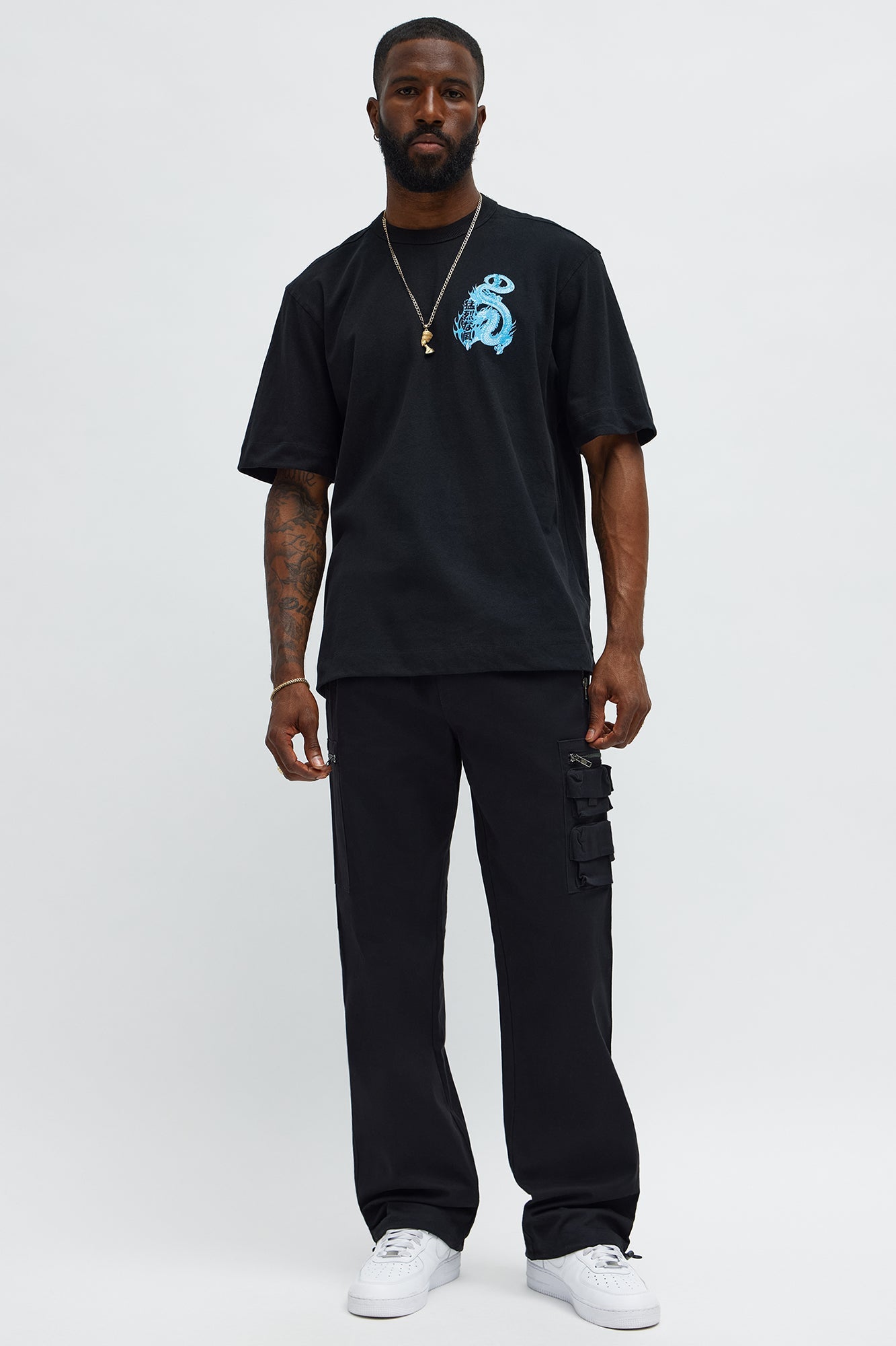 Dragon Style Oversized Short Sleeve Tee - Black Wash