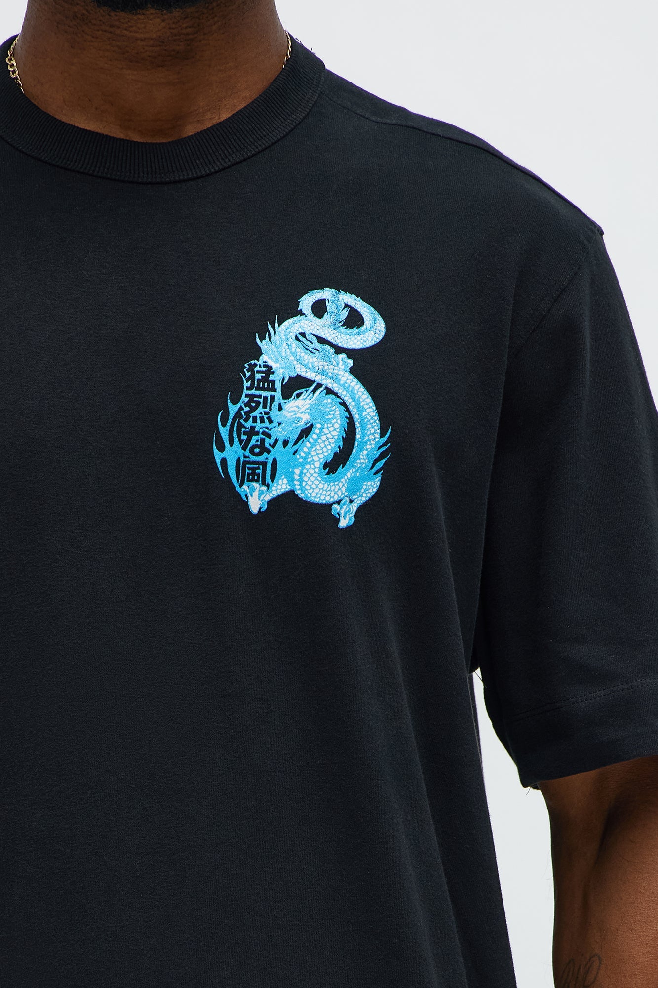 Dragon Style Oversized Short Sleeve Tee - Black Wash