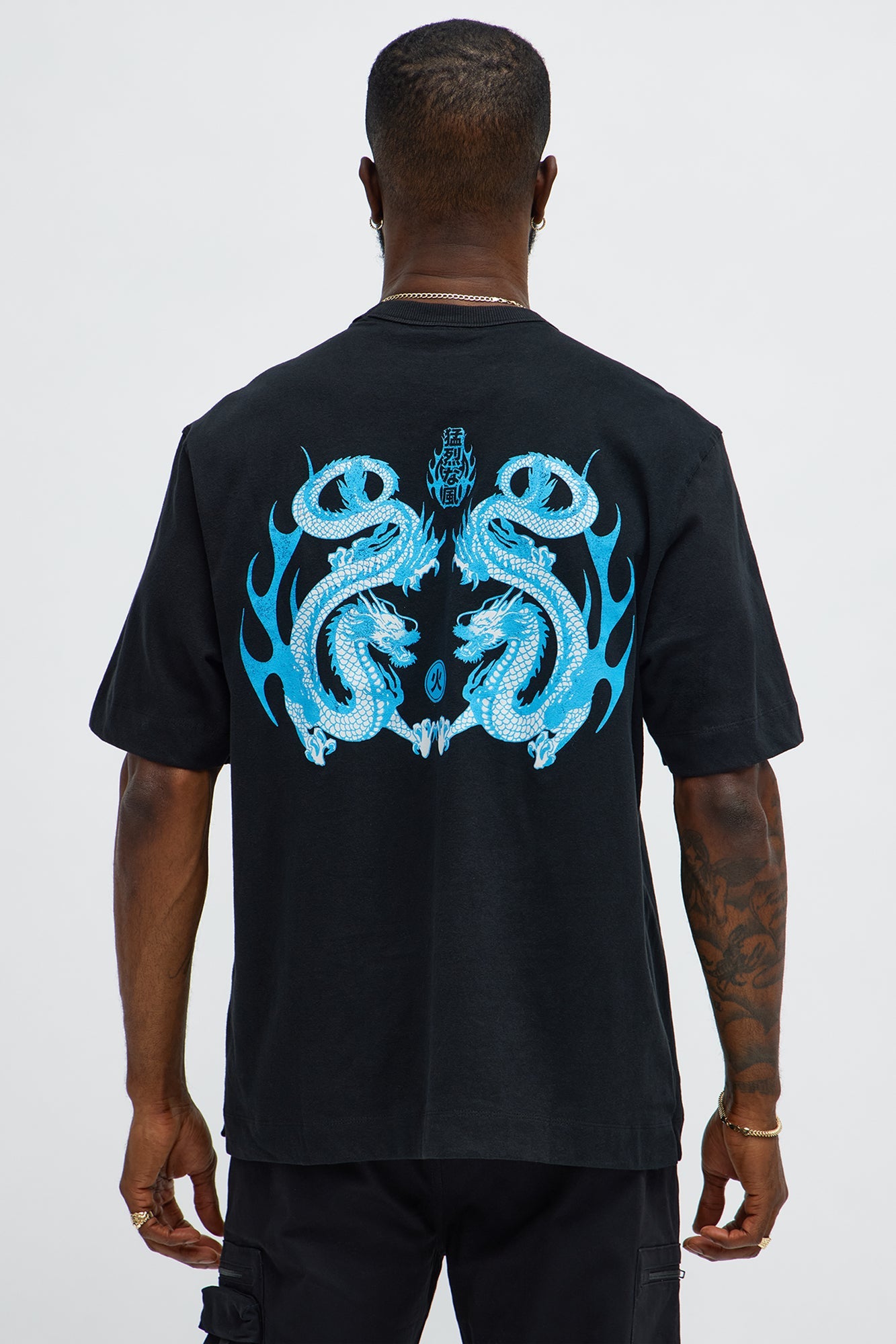 Dragon Style Oversized Short Sleeve Tee - Black Wash