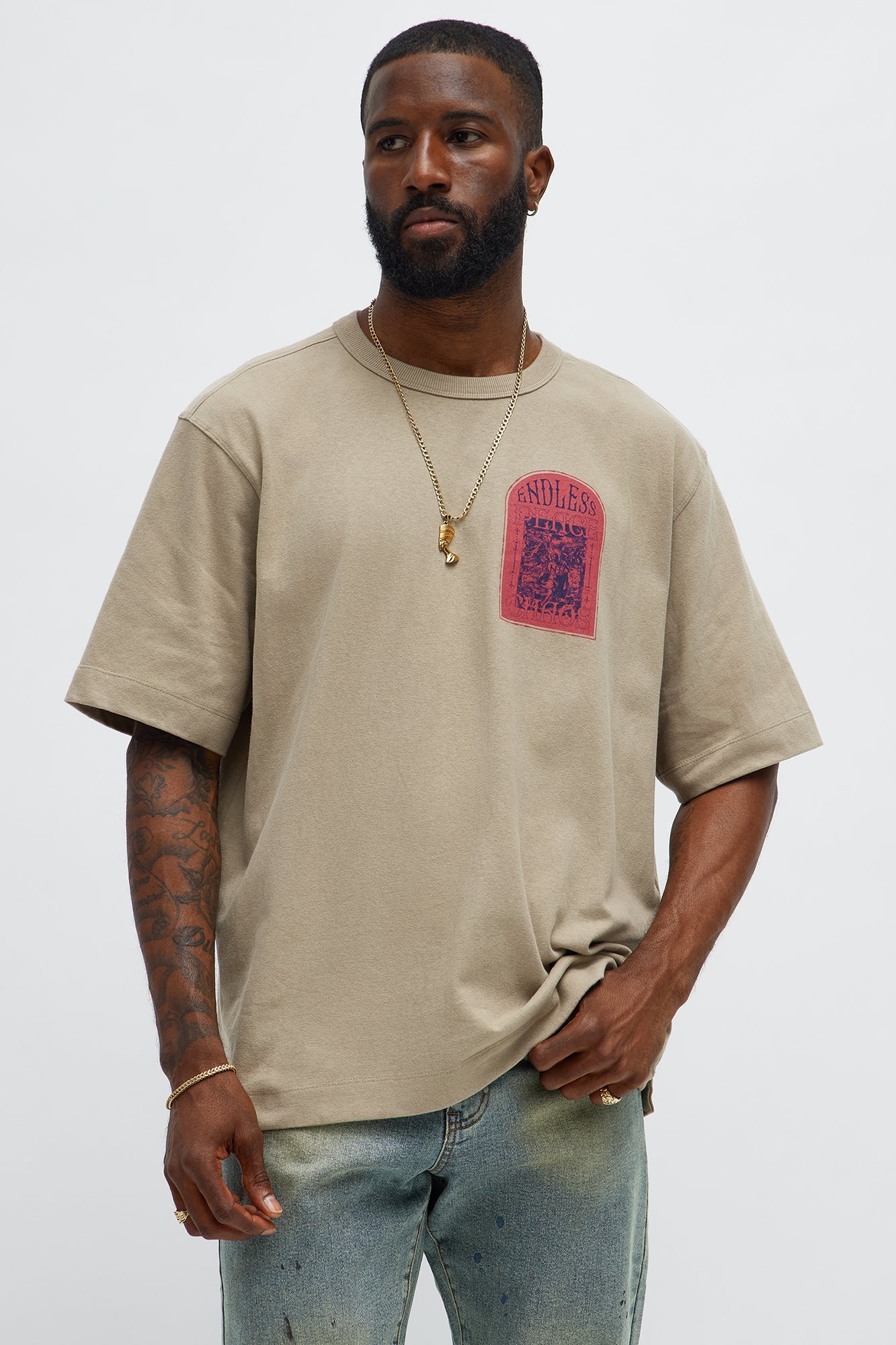 Endless Peace Oversized Short Sleeve Tee - Stone
