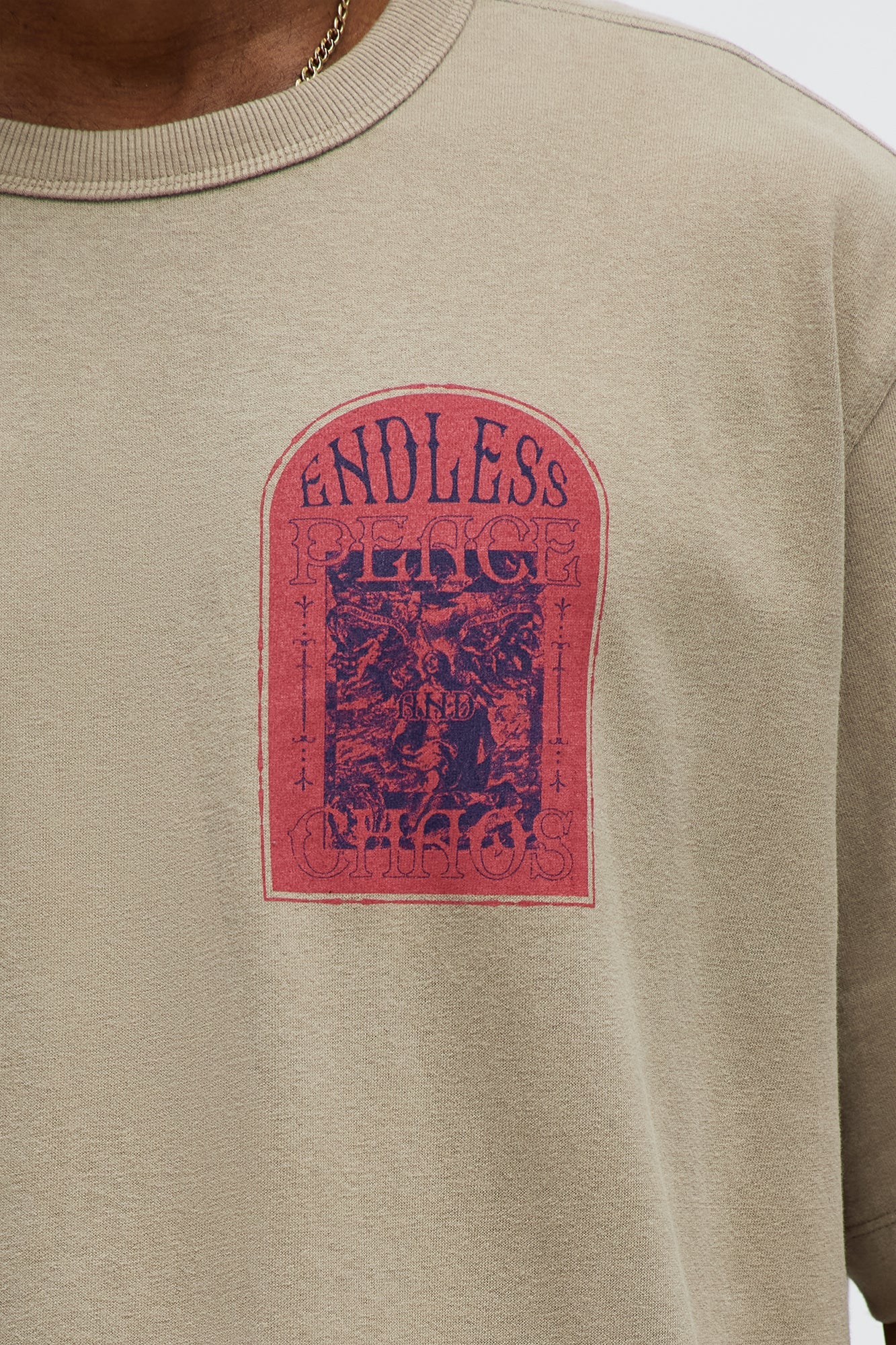 Endless Peace Oversized Short Sleeve Tee - Stone