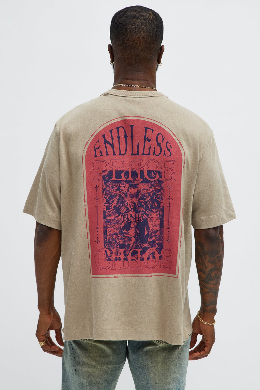 Endless Peace Oversized Short Sleeve Tee - Stone
