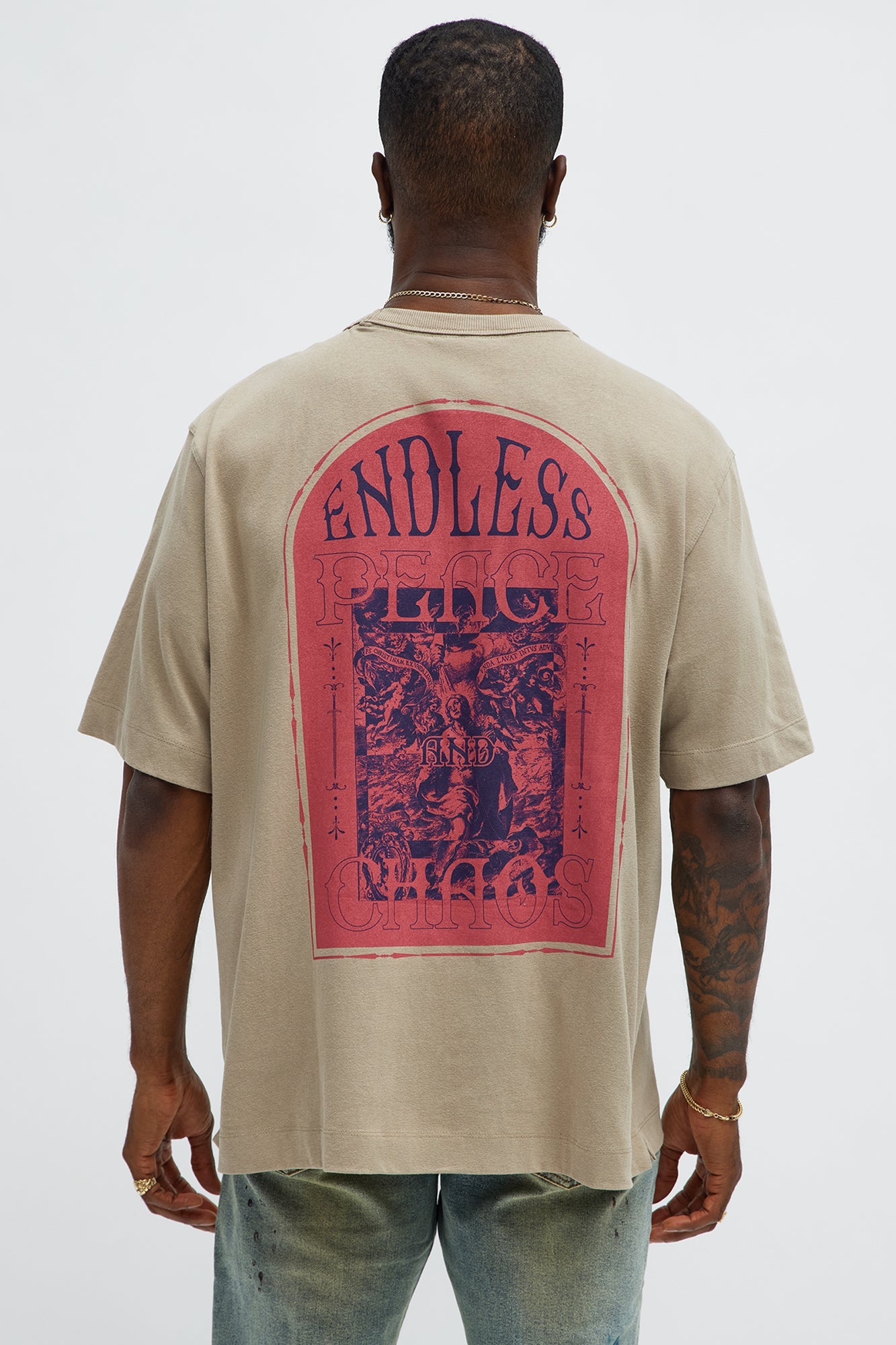 Endless Peace Oversized Short Sleeve Tee - Stone