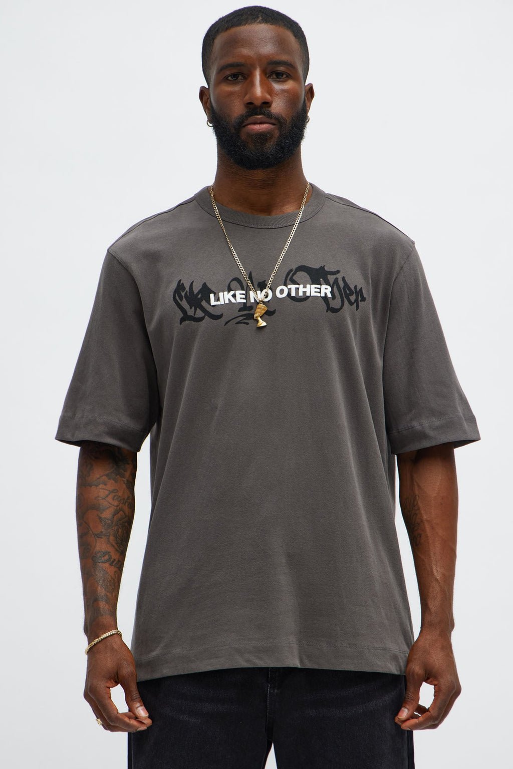 Like No Other Oversized Short Sleeve Tee - Dark Grey